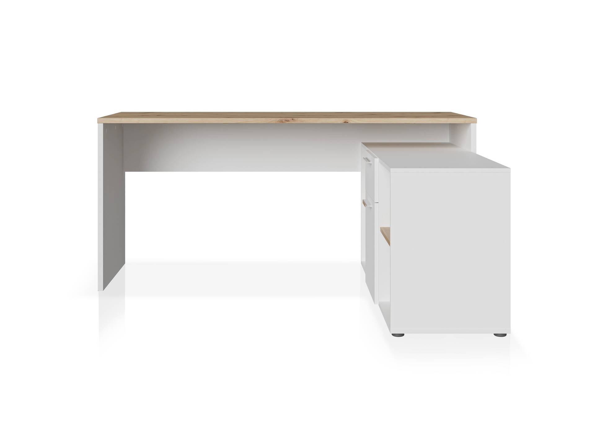 CLOE Eckschreibtisch, Material Dekorspanplatte, weiß/Artisan Eiche Nachbildung 