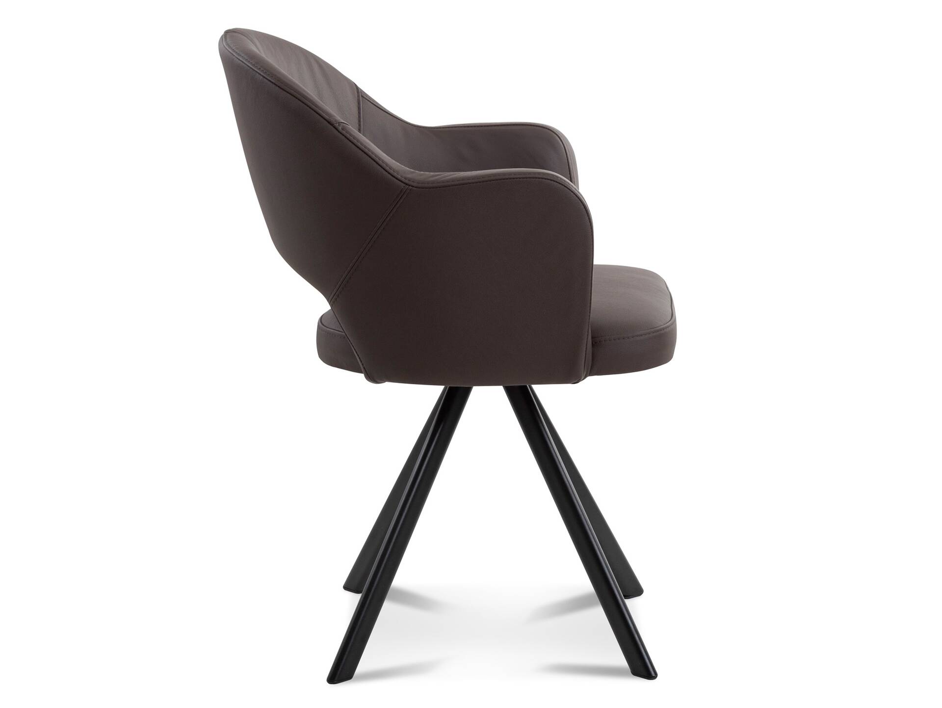DOLORA 2er SET Schalenstühle, Gestell Eisen schwarz mit Drehfunktion | Echtleder | braun
