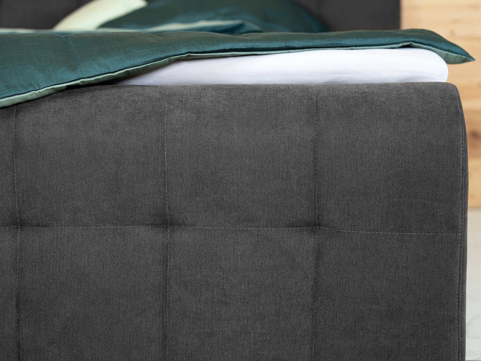 ARTEMIS NEW Boxspringbett, Material Stoff 160 x 200 cm | Anthrazit | Härtegrad 2