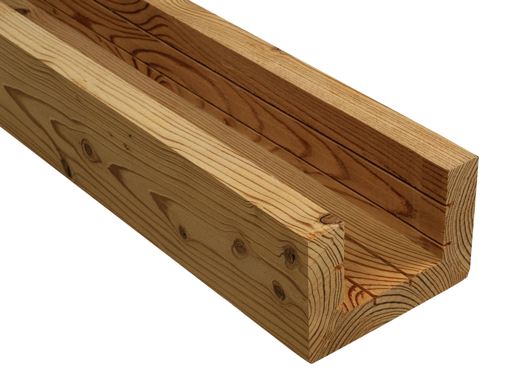 THERMO-U-Balken / Zierbalken gebürstet, THERMO-Fichte, Material Massivholz 120 x 80 mm | 1 Meter