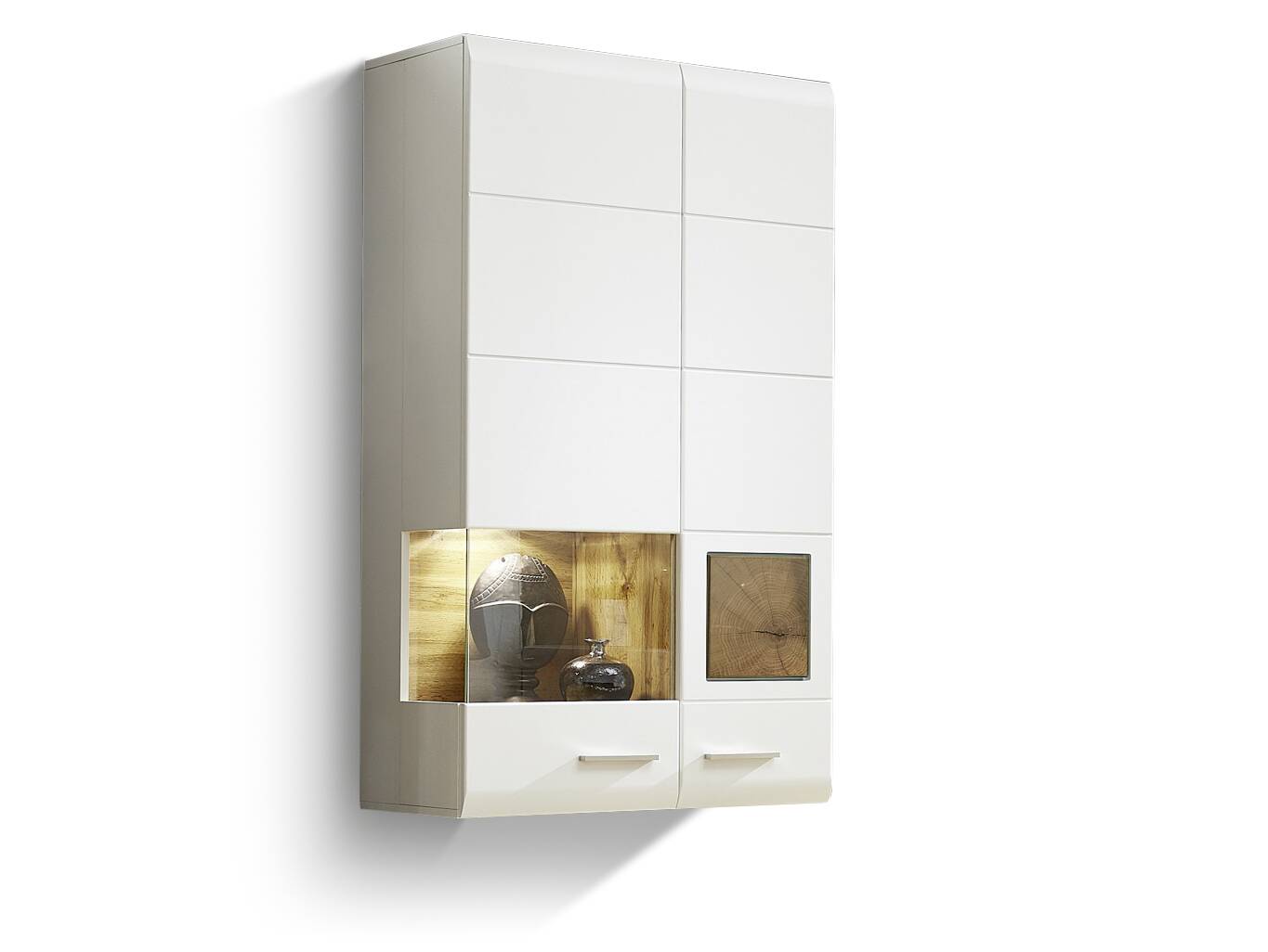 FELIPA Hängevitrine, Material MDF, weiss/eichefarbig/Hirnholz Design 