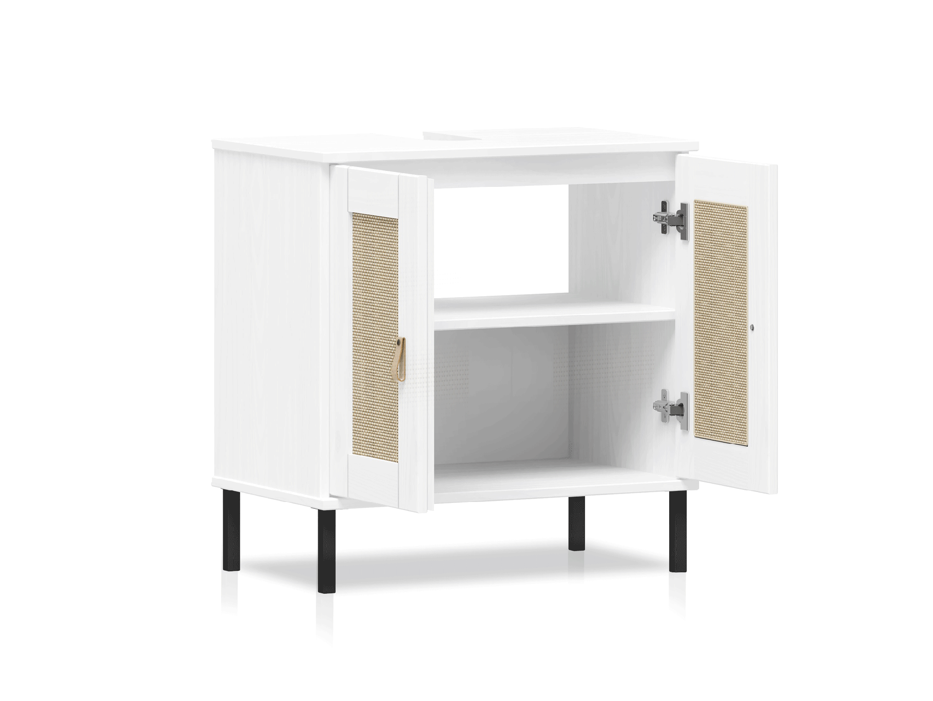 CINOY Waschbeckenunterschrank, Material Massivholz, Kiefer lackiert weiss