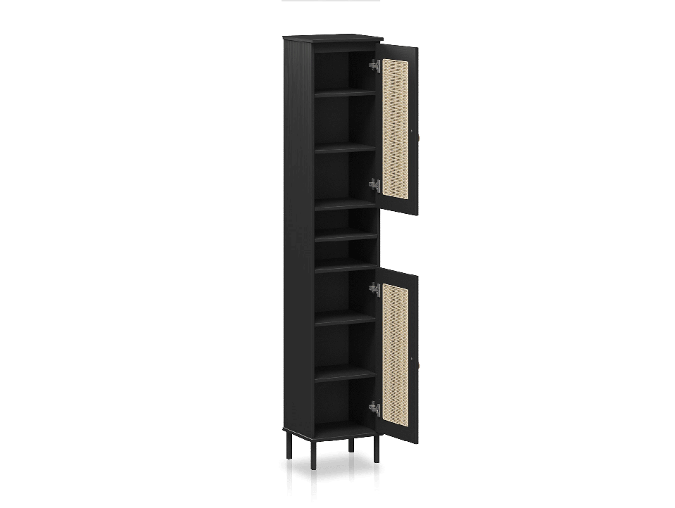 CINOY Regal II fürs Badezimmer, Material Massivholz, Kiefer lackiert schwarz