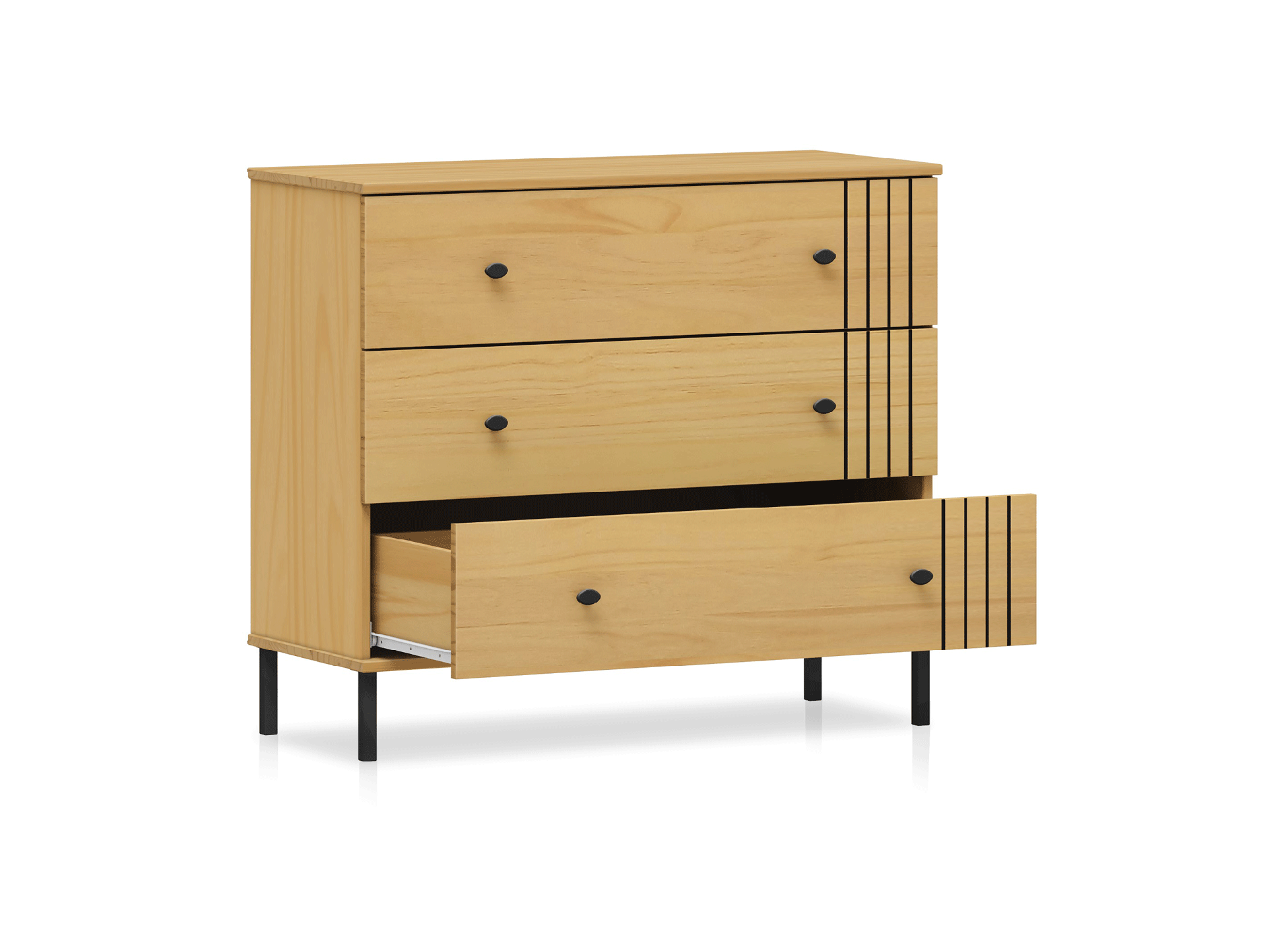 AYKO Sideboard I, Material Massivholz, Kiefer eichefarbig lackiert 