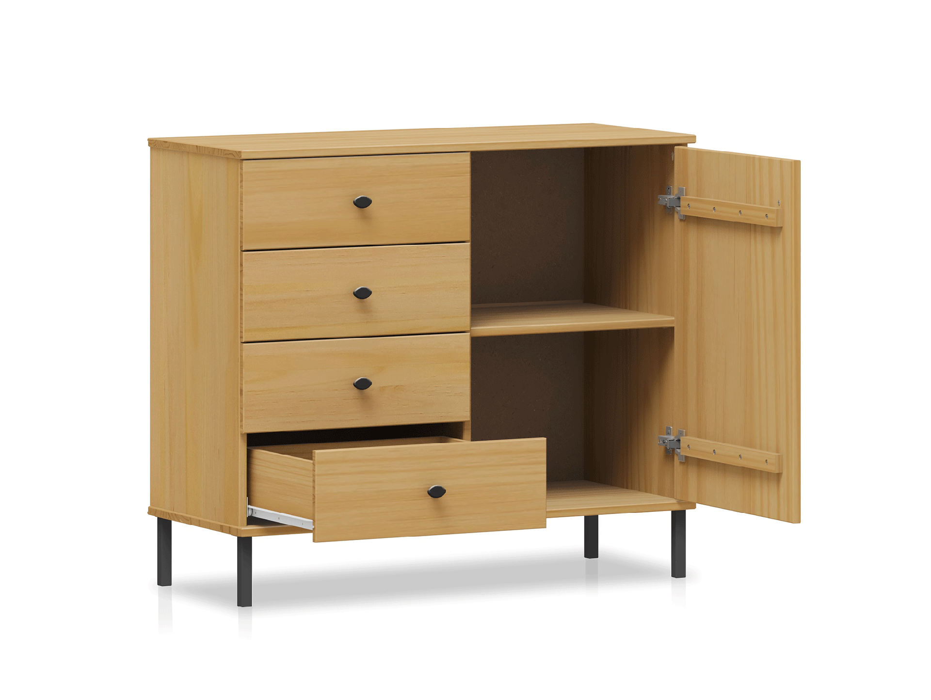 AYKO Sideboard II, Material Massivholz, Kiefer eichefarbig lackiert 