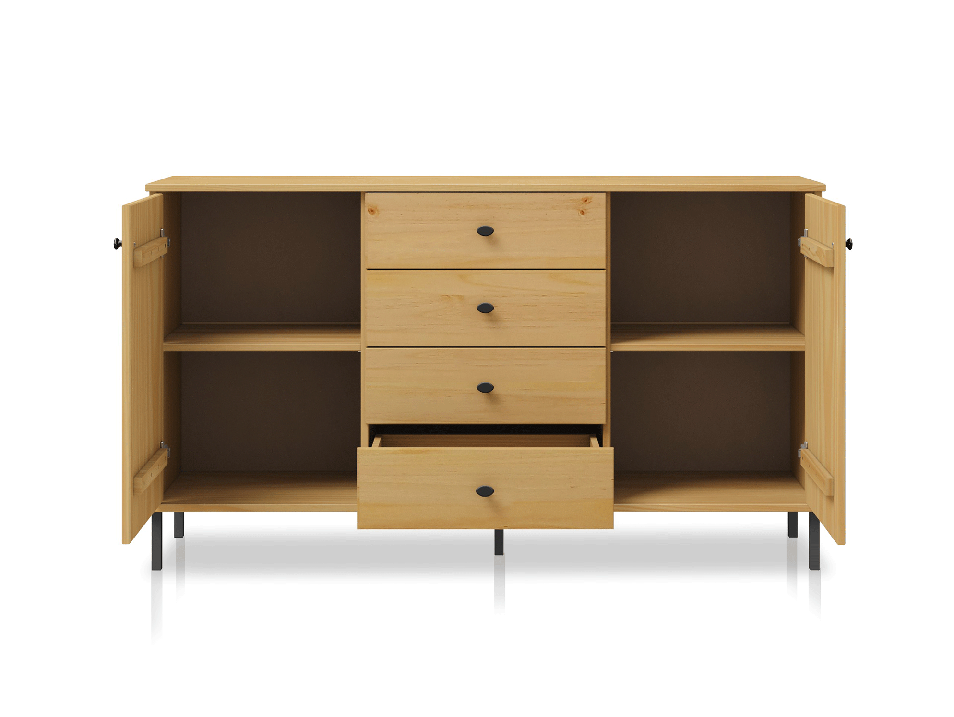 AYKO Sideboard III, Material Massivholz, Kiefer eichefarbig lackiert 