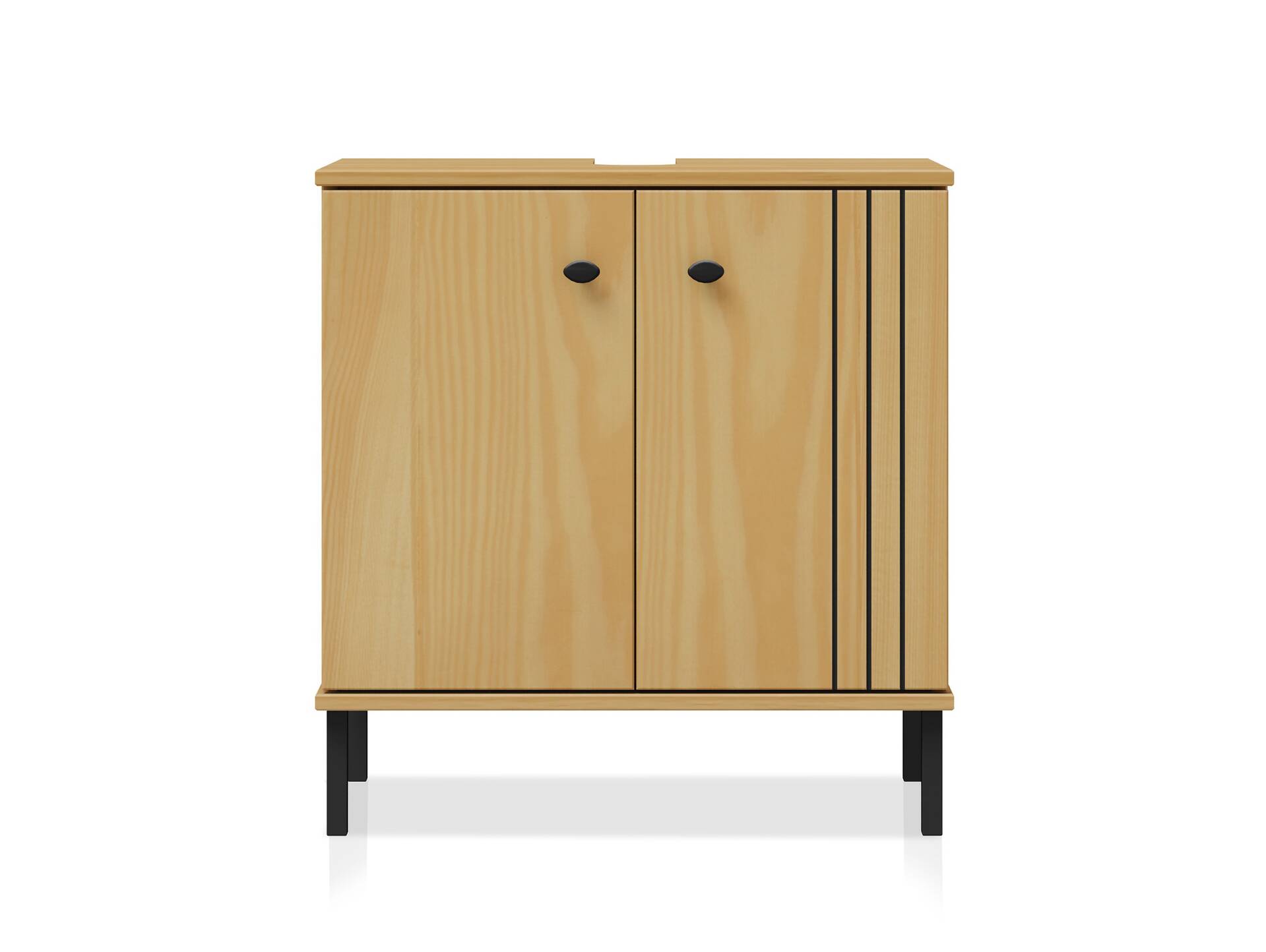 AYKO Waschbeckenunterschrank, Material Massivholz, Kiefer eichefarbig lackiert 