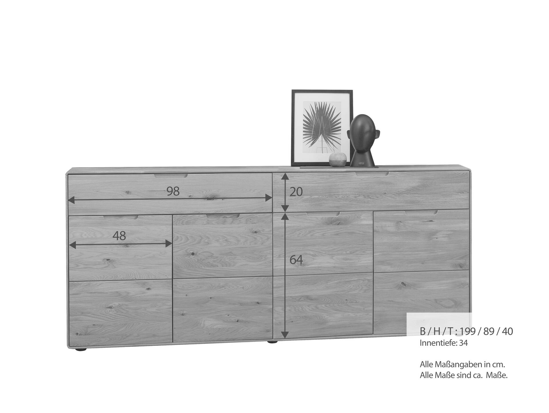 ANDINO Kommode VI, Material Massivholz, Wildeiche geölt 