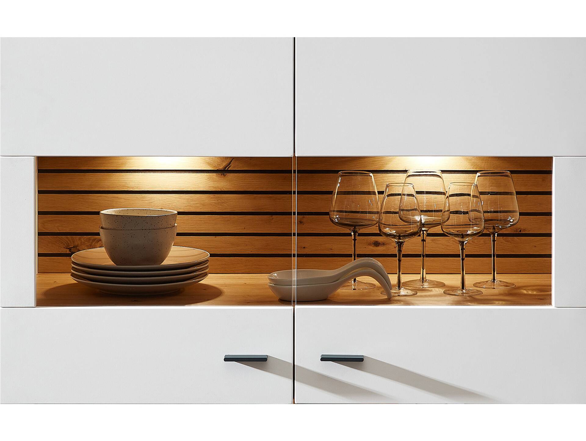 FABINA Vitrine II, Material Dekorspanplatte, Artisan Eiche Nachbildung/weiss 