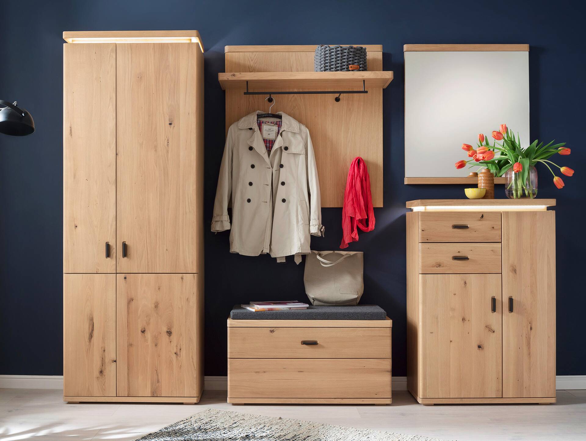 BRINSTONE Garderobenpaneel I, Material Spanplatte, Eiche Bianco furniert 