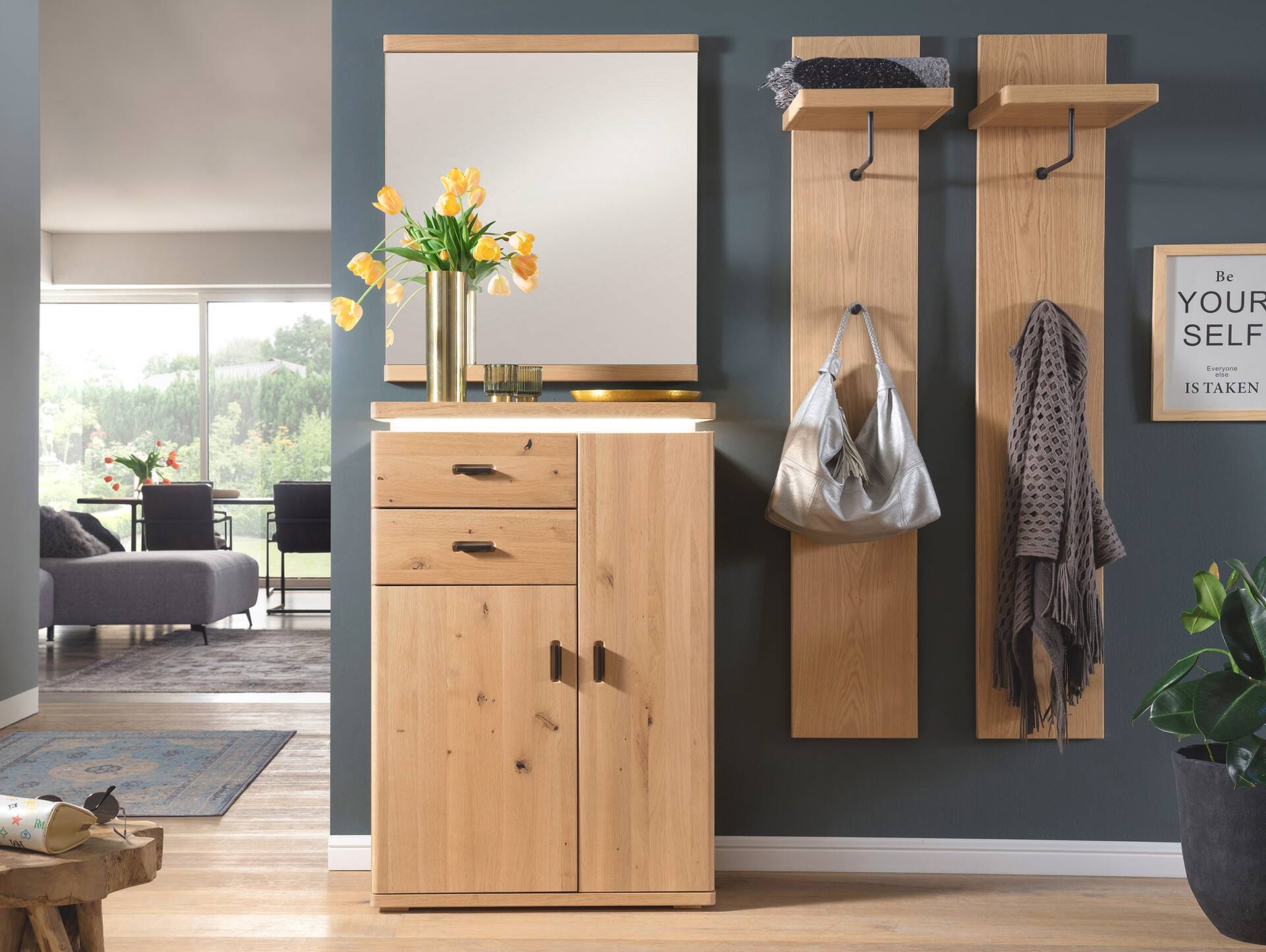 BRINSTONE Garderobenpaneel II, Material Spanplatte, Eiche Bianco furniert 
