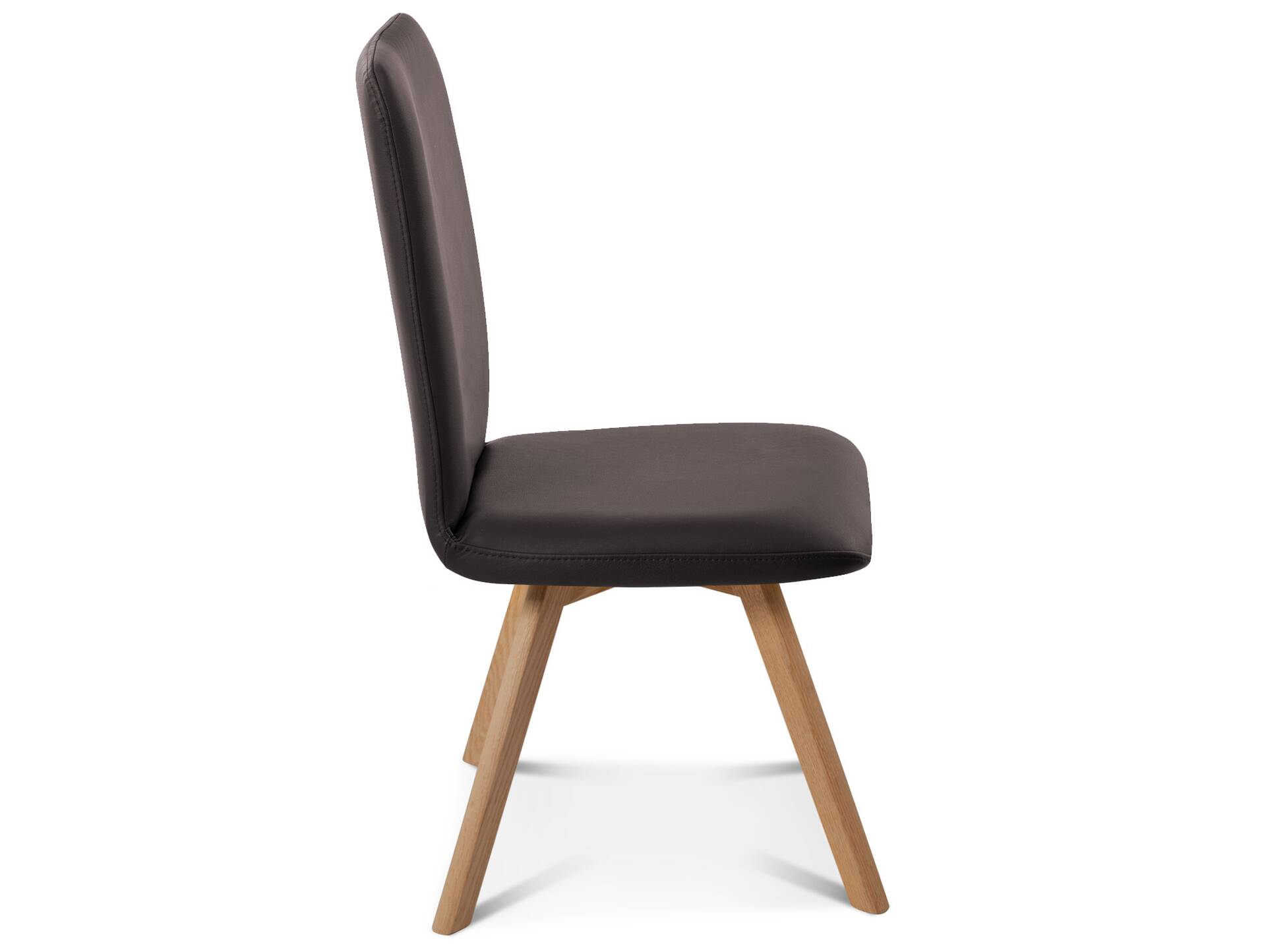 GLORIA 2er SET Polsterstühle, Gestell Massivholz ohne Drehfunktion | Echtleder | braun