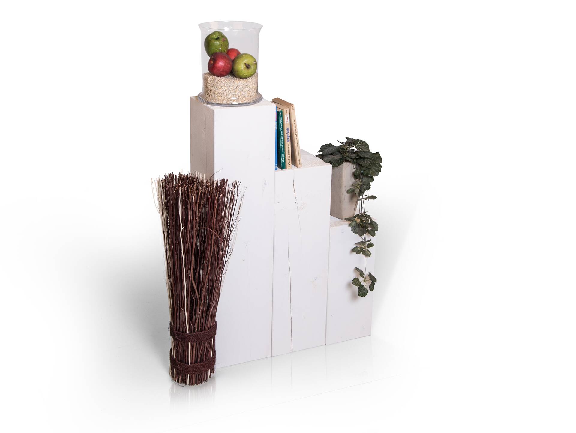 Blumensäule / Dekosäule, Material Massivholz, Fichte massiv weiss | 15x15 cm | 40 cm