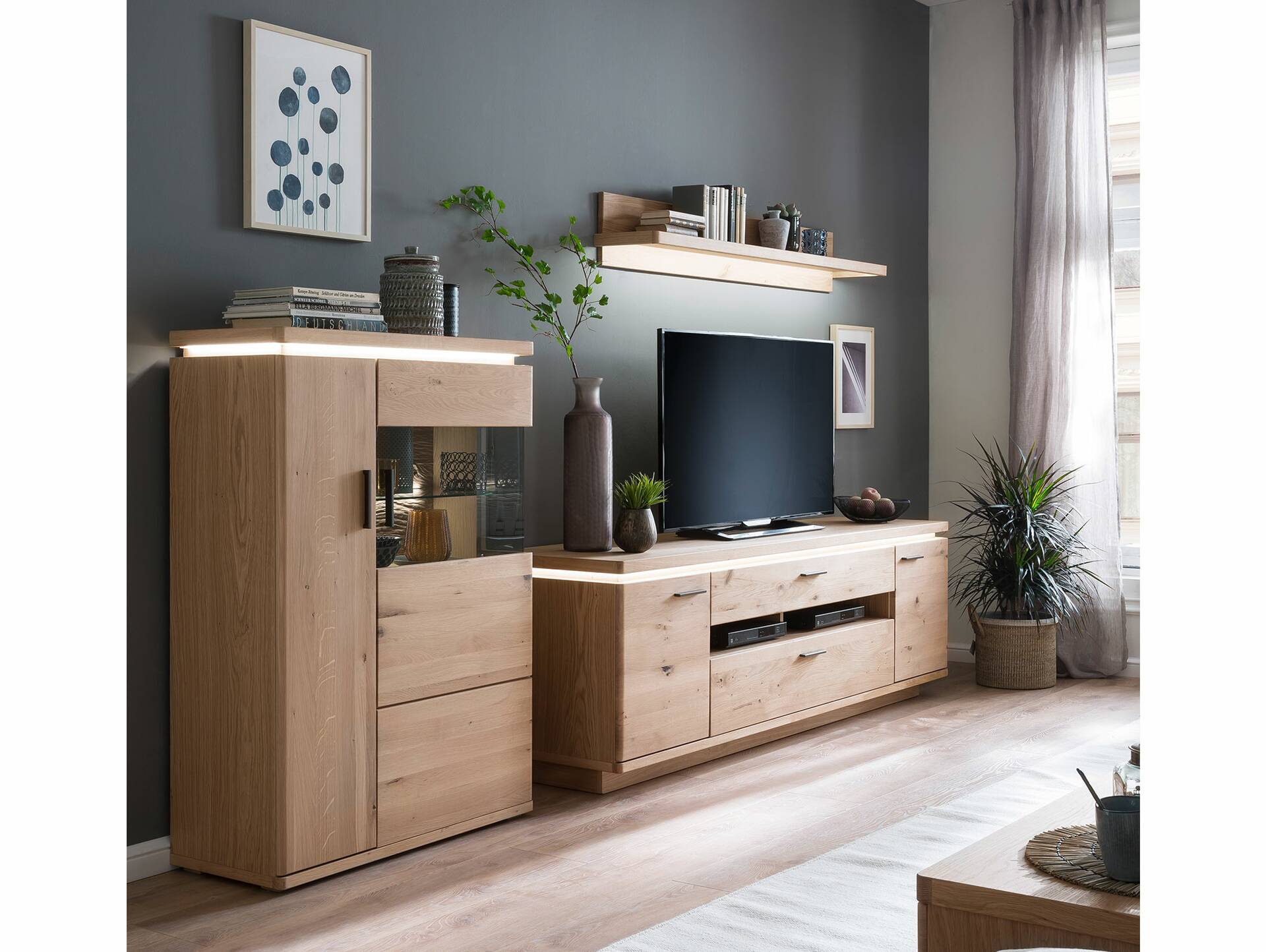 BRINSTONE Highboard II, Balkeneiche teilmassiv 