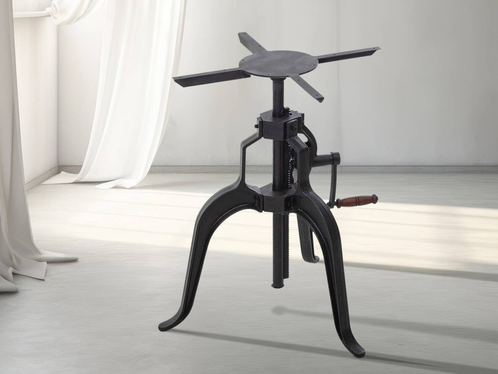 Höhenverstellbares Tischgestell für Esstisch / Bartisch, Material Gusseisen, schwarz, Höhe: 72-120 cm 