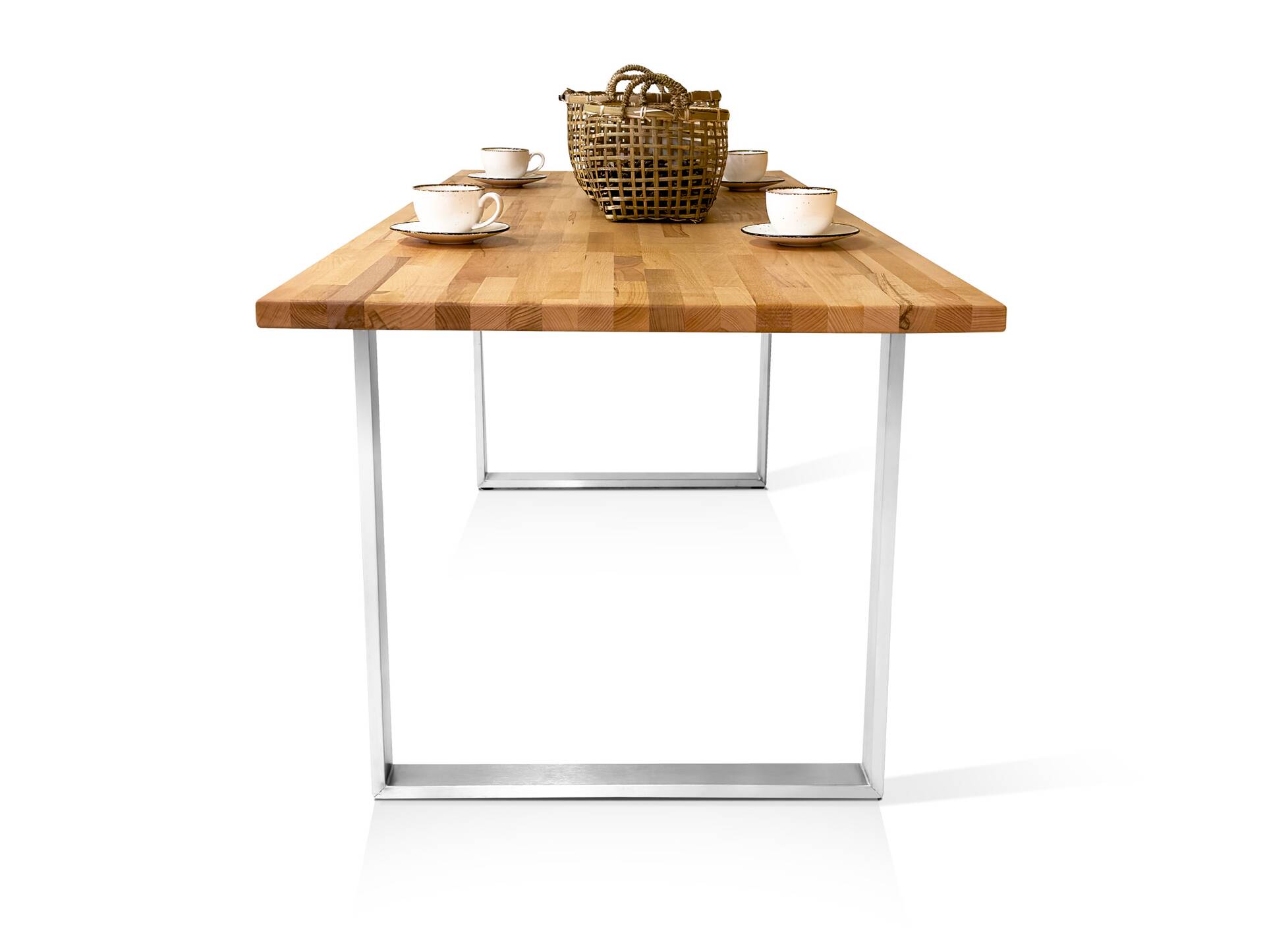 FELI Esstisch nach Maß, Material Massivholz/Edelstahl 