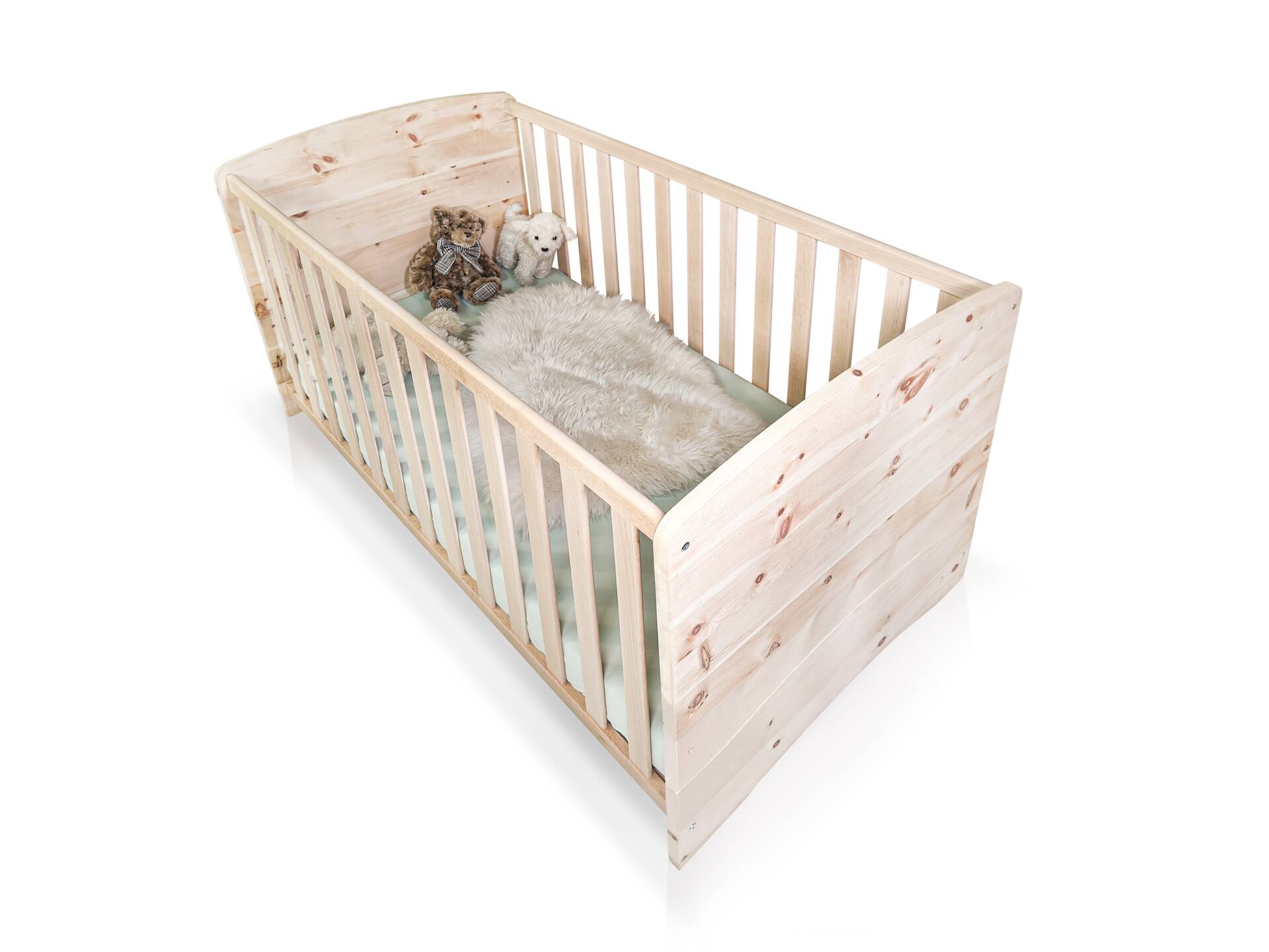 ALPENKIND Babybett 70x140 cm, Material Massivholz Zirbe unbehandelt