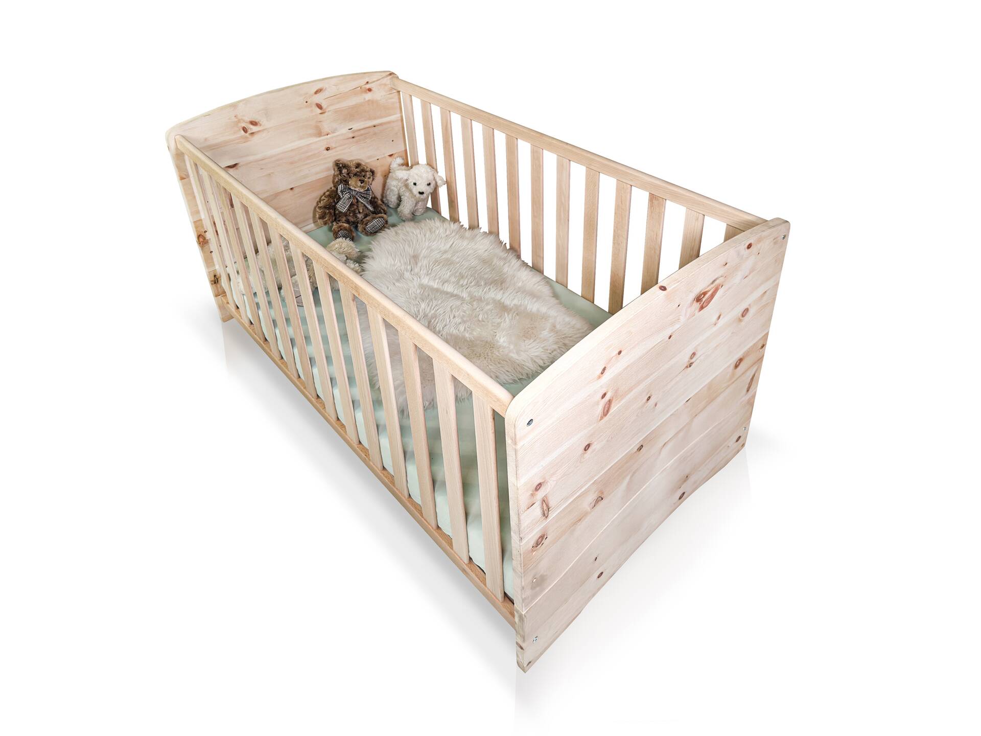 ALPENKIND Babybett 70x140 cm, Material Massivholz Zirbe unbehandelt