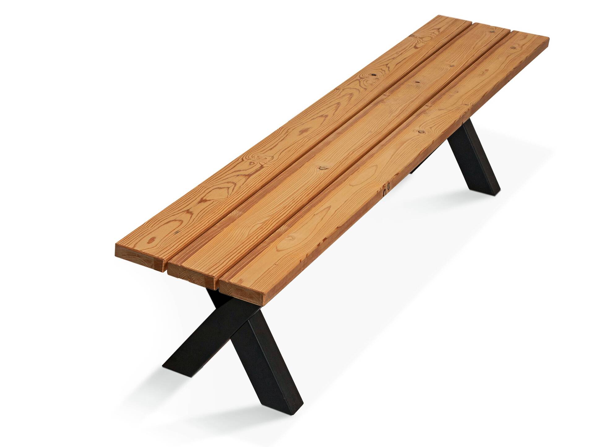 KENTUCKY Sitzbank / Gartenbank mit X-Beinen, Altholzoptik, Material Massivholz, THERMO-Fichte gebürstet/lasiert 160 cm | ohne Rückenlehne | natur