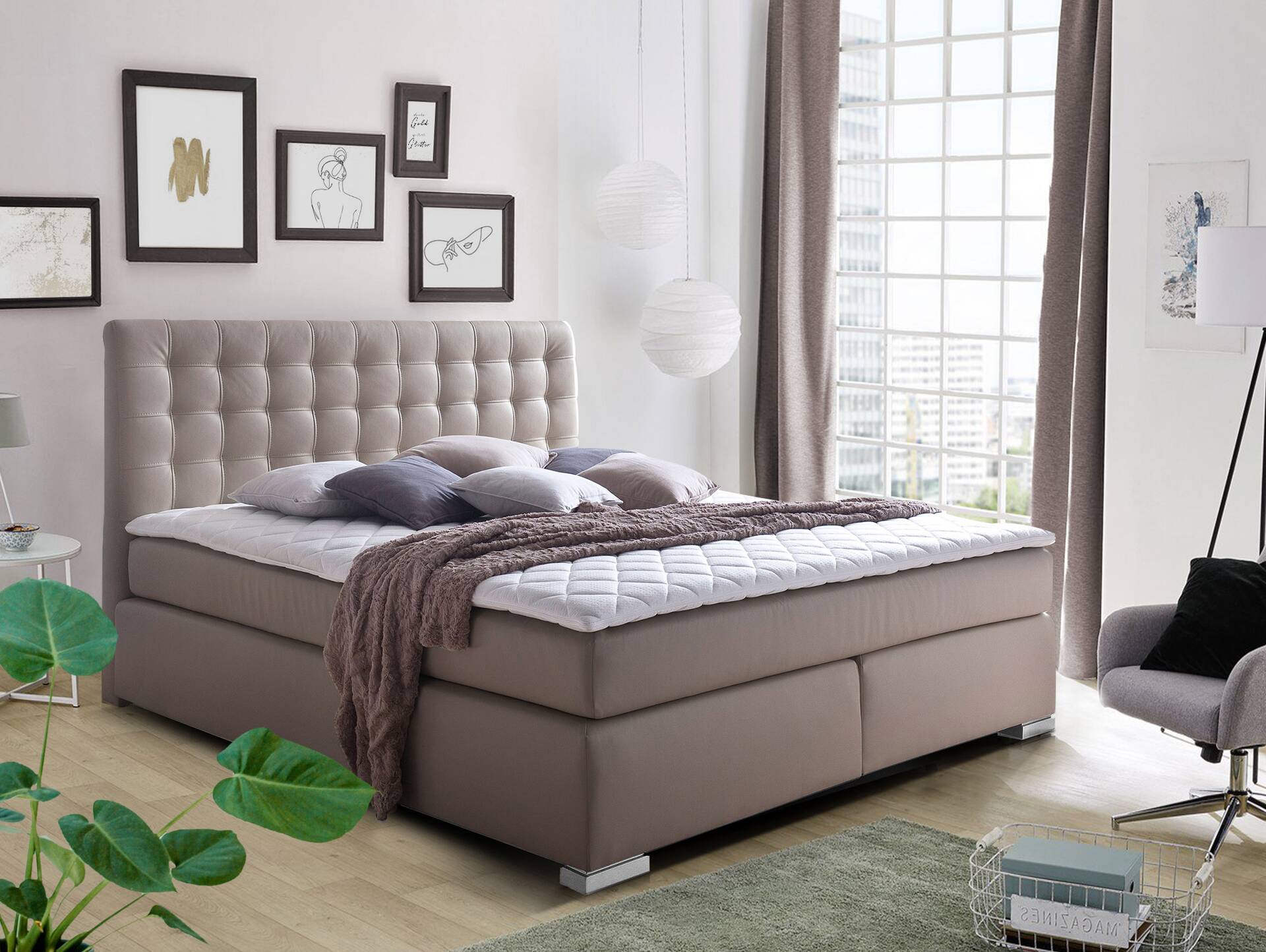 ISABELL PLUS Boxspringbett 180 x 200 cm | muddy | Härtegrad 2