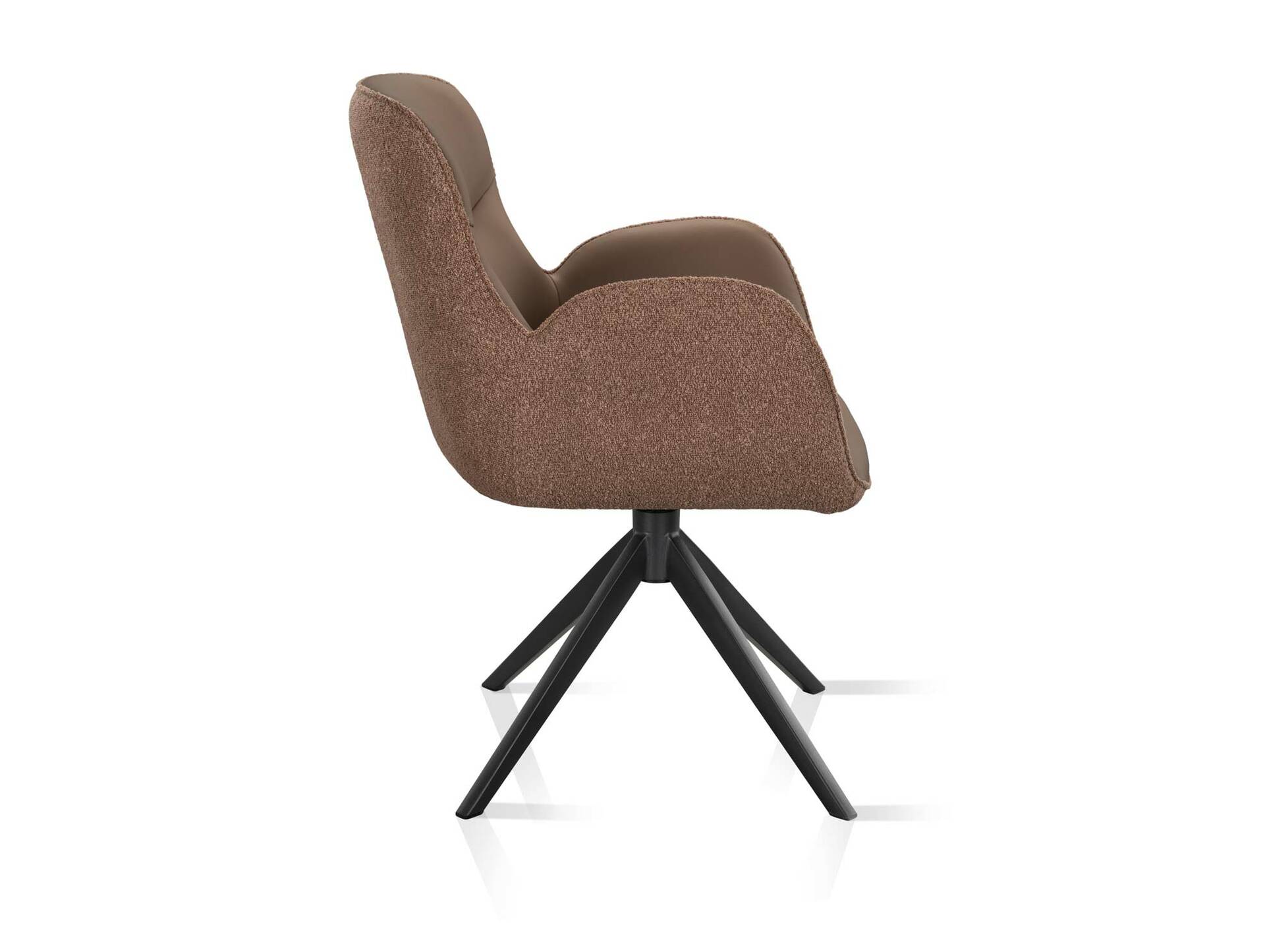 LYON Schalenstuhl, Materialmix Echtleder/Strukturstoff braun | 1 Stück