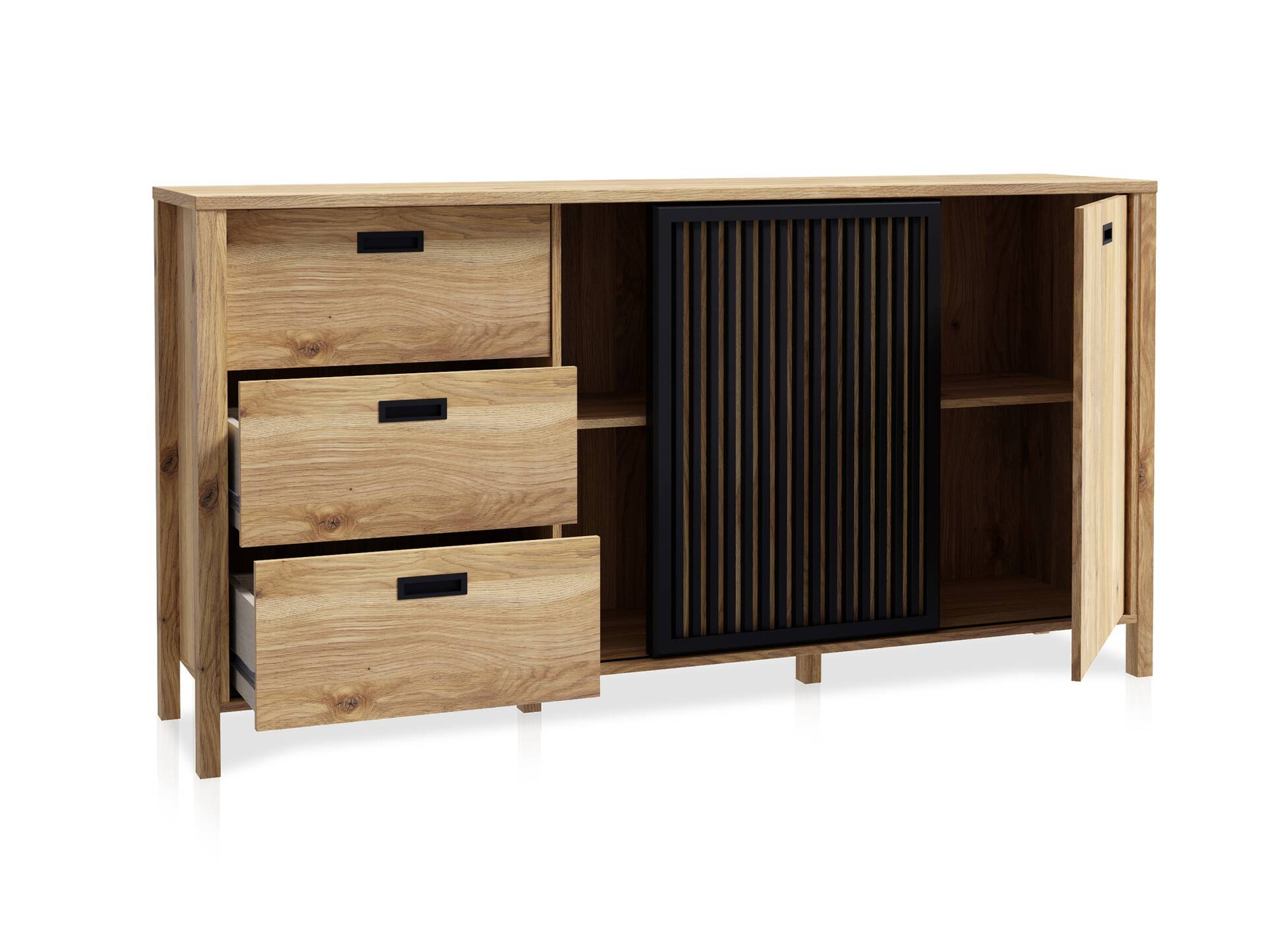 JACCO Sideboard, Material Spanplatte, Mauvella Eiche Nachbildung/schwarz 