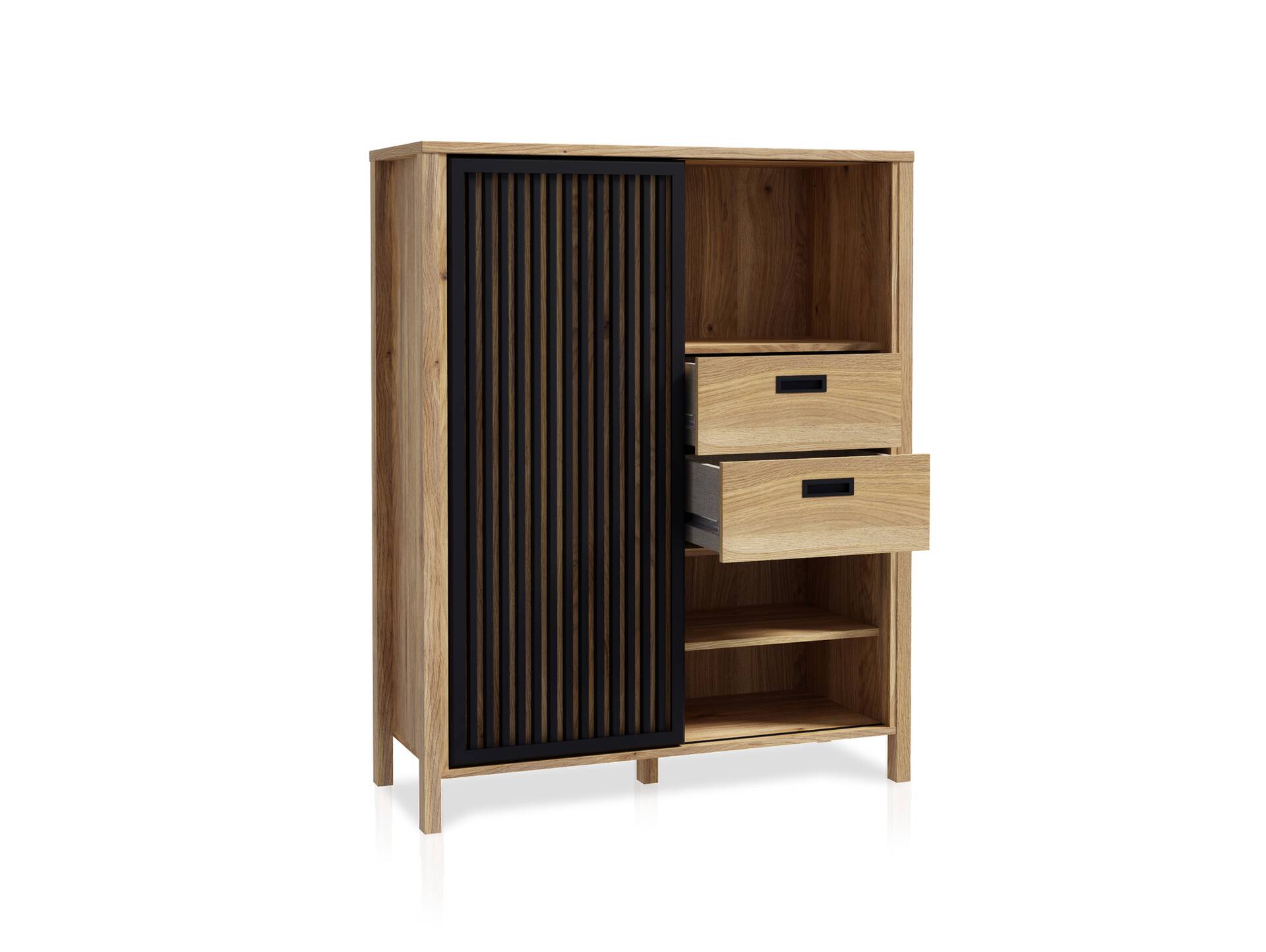 JACCO Highboard I, Material Spanplatte, Mauvella Eiche Nachbildung/schwarz 