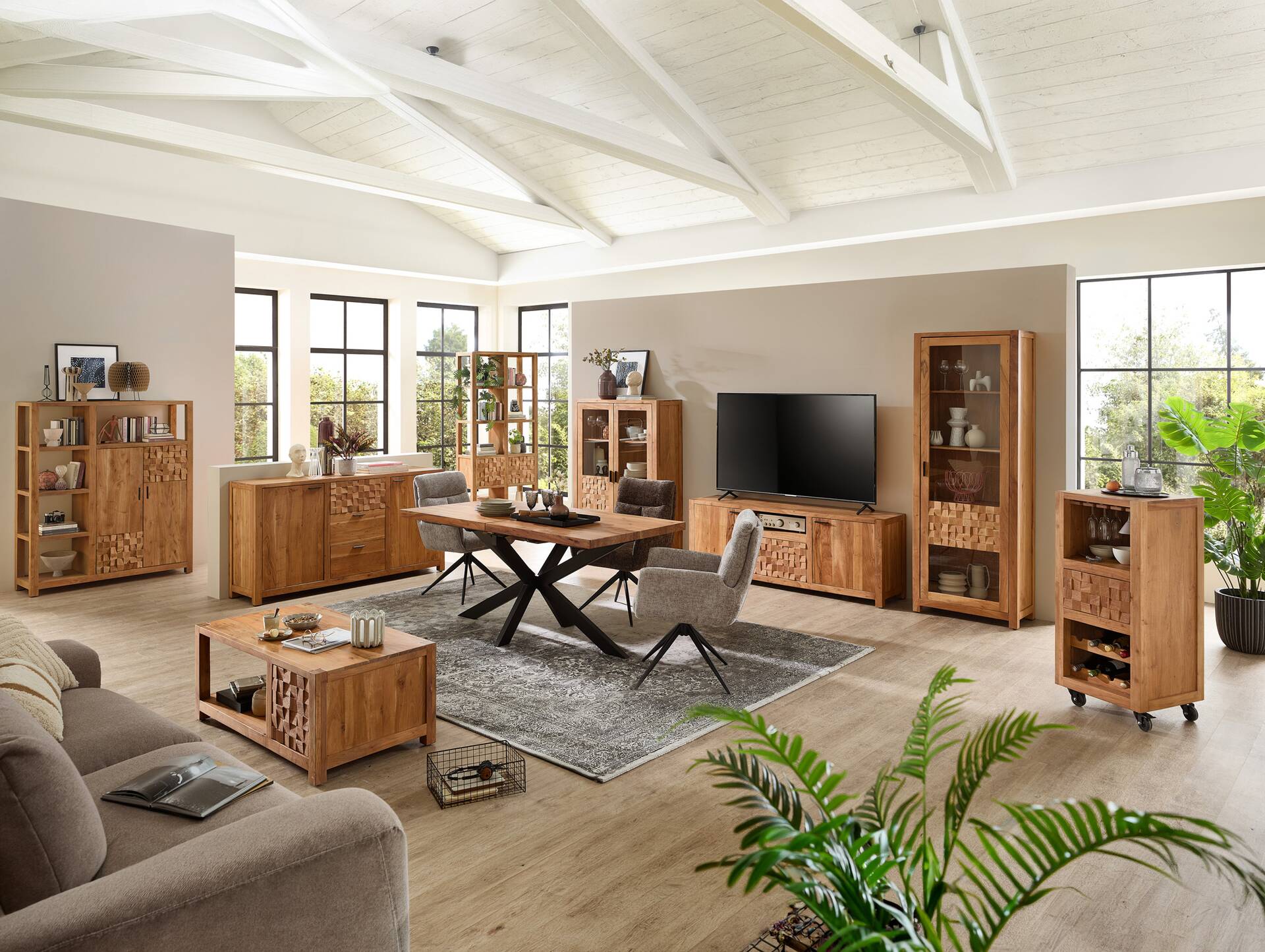KAIRO Regal, Material Massivholz, Akazie massiv honigfarben 