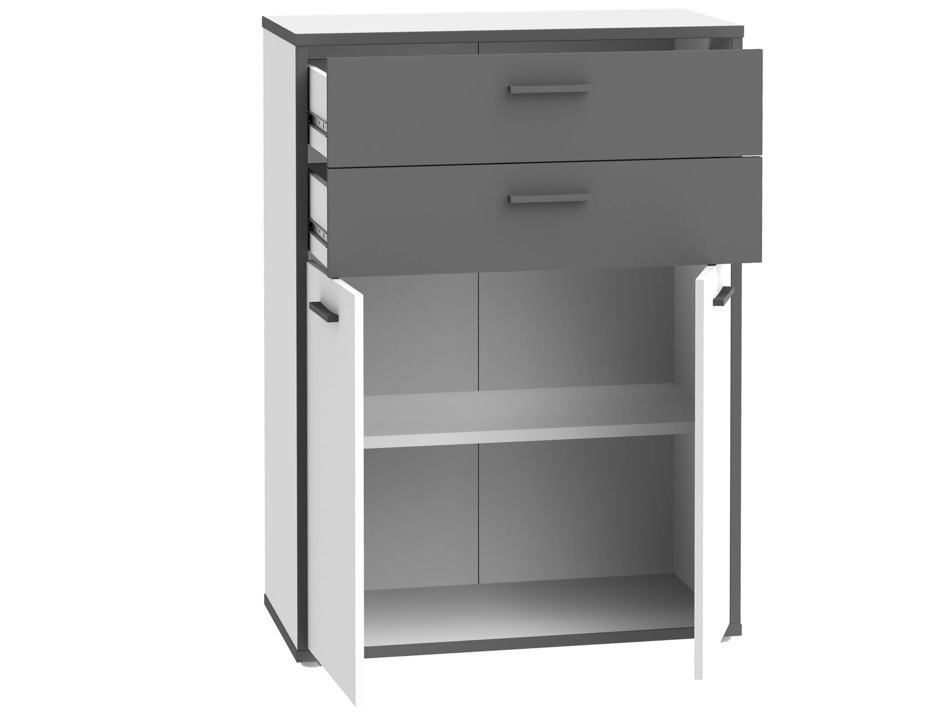 KALINA Büroschrank II, Material Dekorspanplatte, weiss/grau 