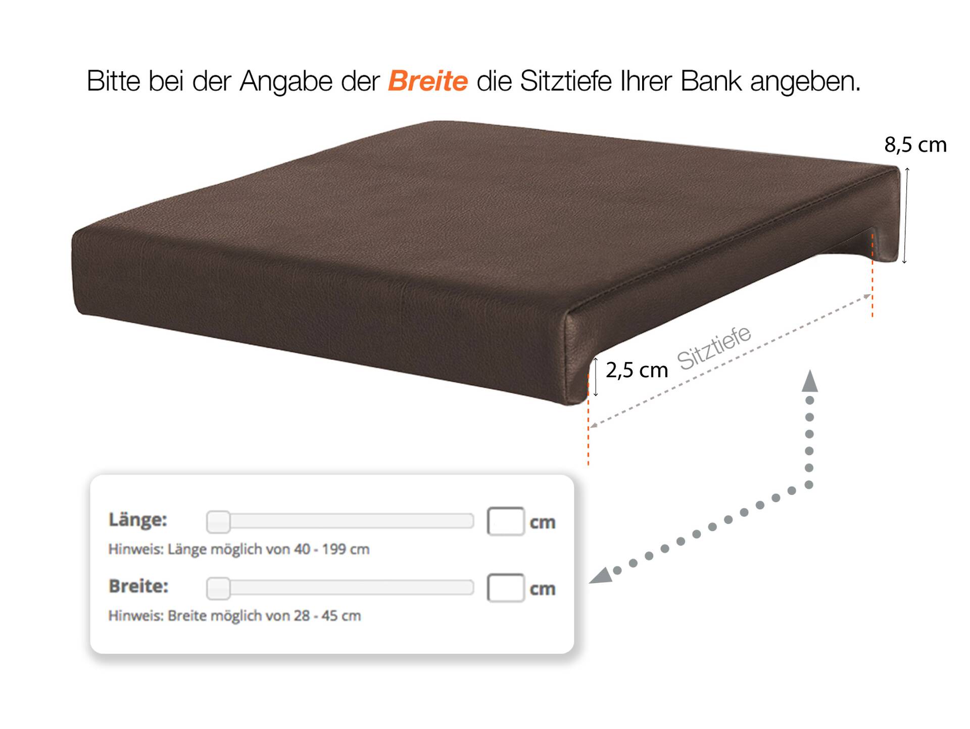 Maßklemmkissen für Sitzbänke / Esstischbänke 