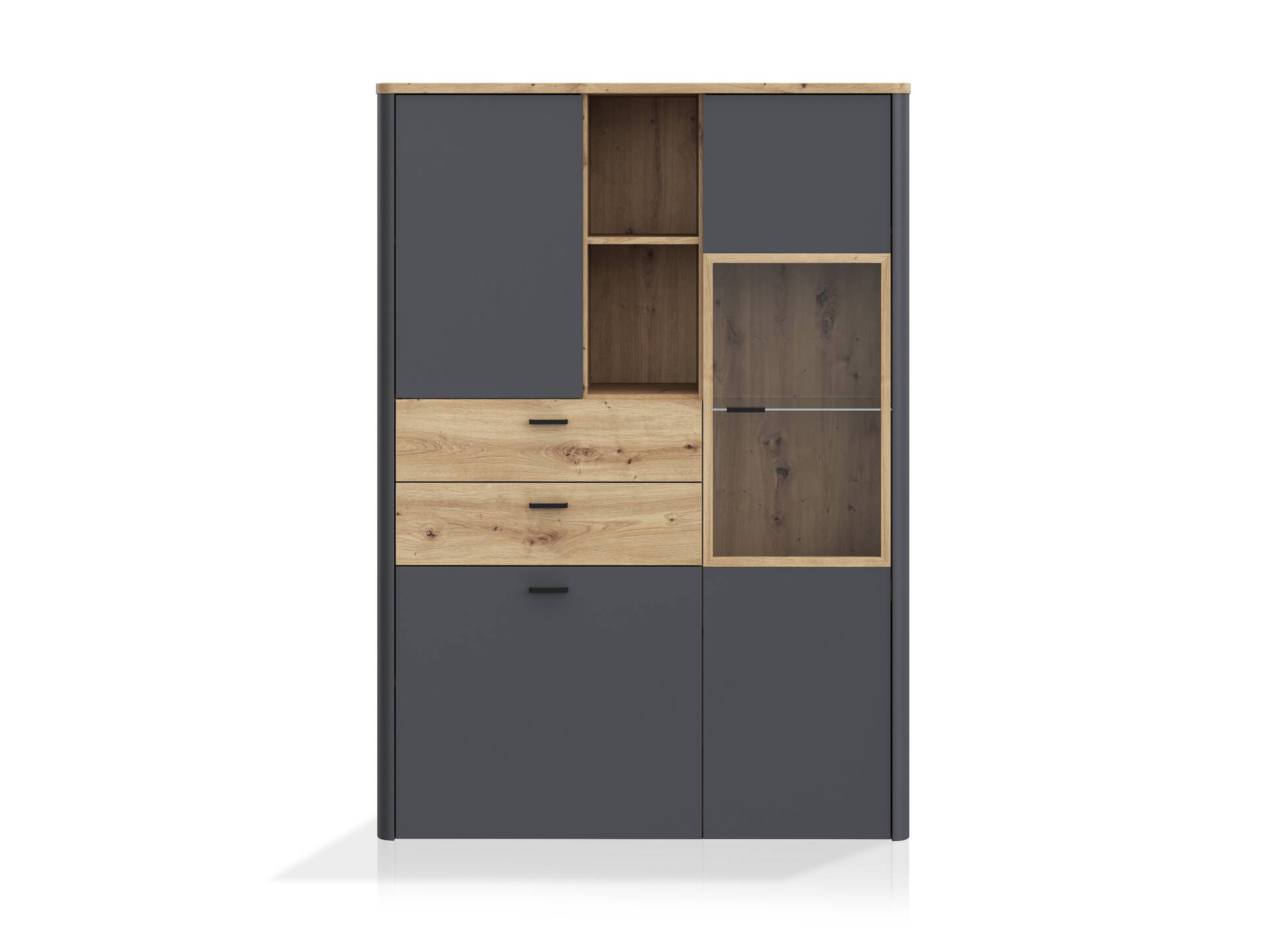 LORDANA Highboard, Material Spanplatte, Artisan Eiche Nachbildung/grau 