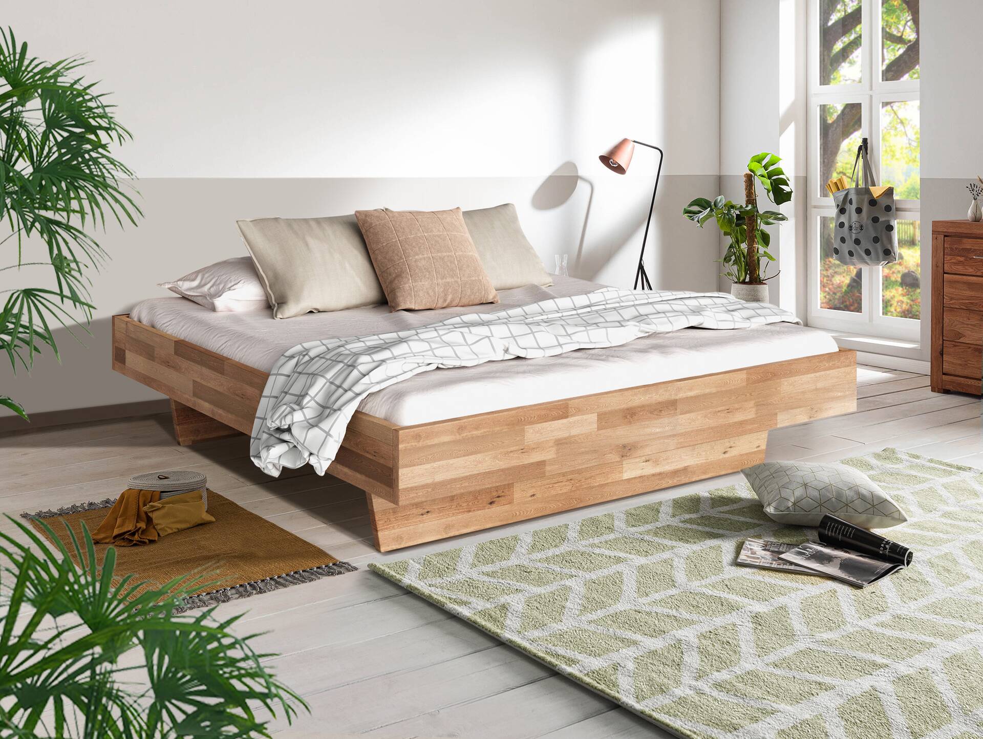 LÖWEN Wangenbett ohne Kopfteil, Material Massivholz 90 x 200 cm | Wildeiche geölt