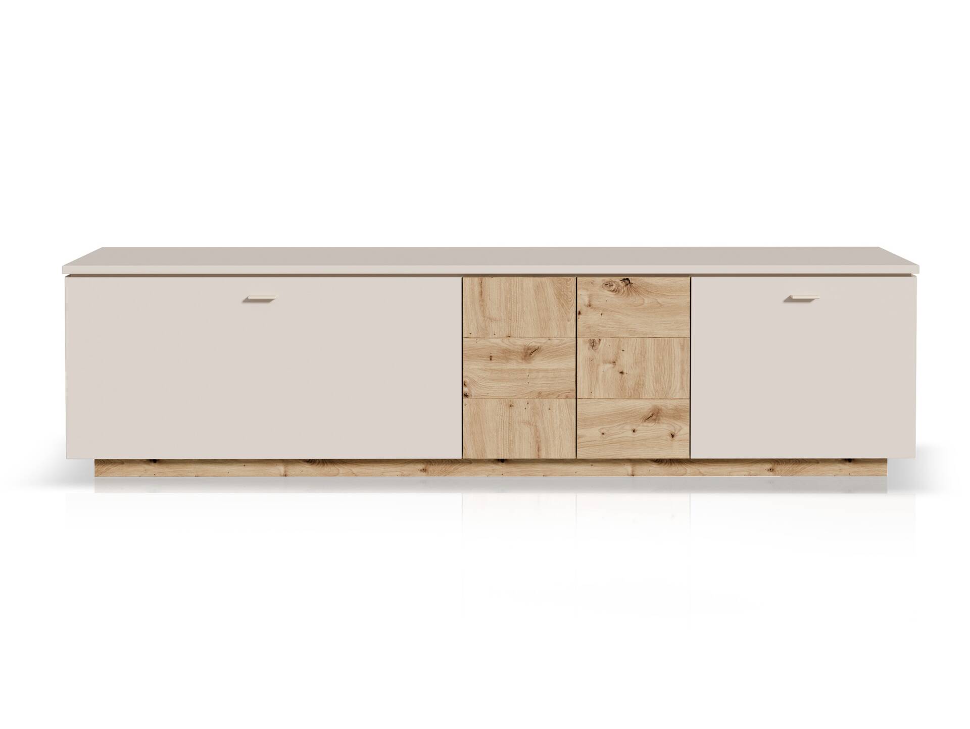 LEANDRO Wohnwand, Material Spanplatte, Dekor Sand/Artisan Eichefarbig 