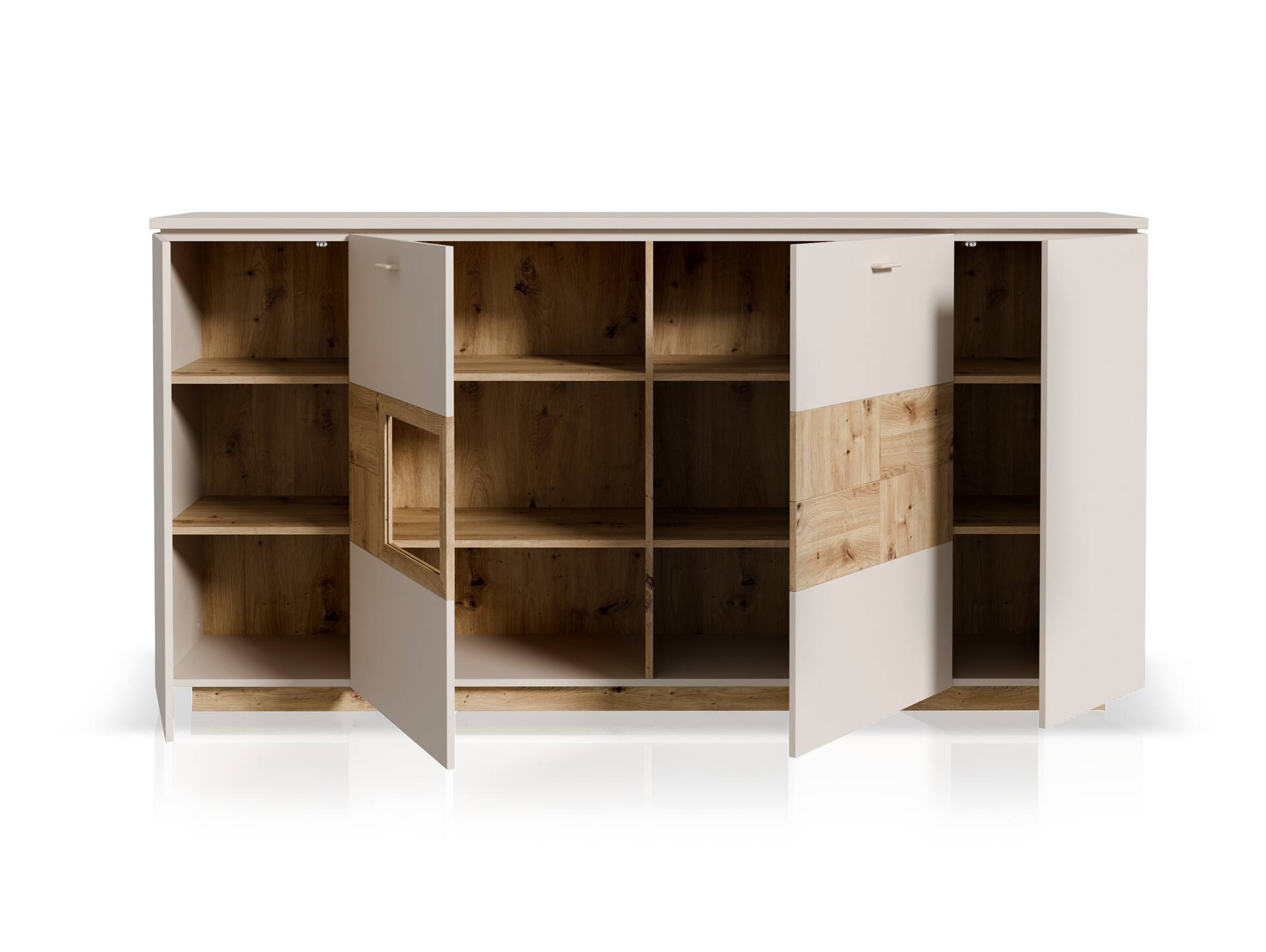 LEANDRO Highboard , Material Spanplatte, Dekor Sand/Artisan Eichefarbig 