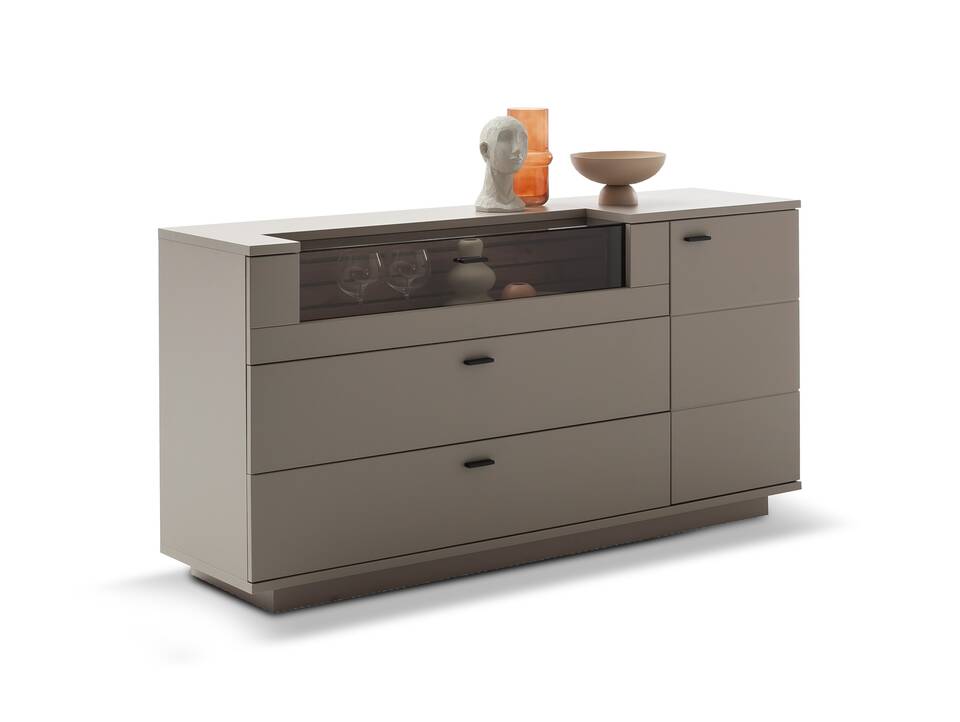 LUZERN Sideboard, Material Dekorspanplatte, basaltfarbig/eichefarbig 