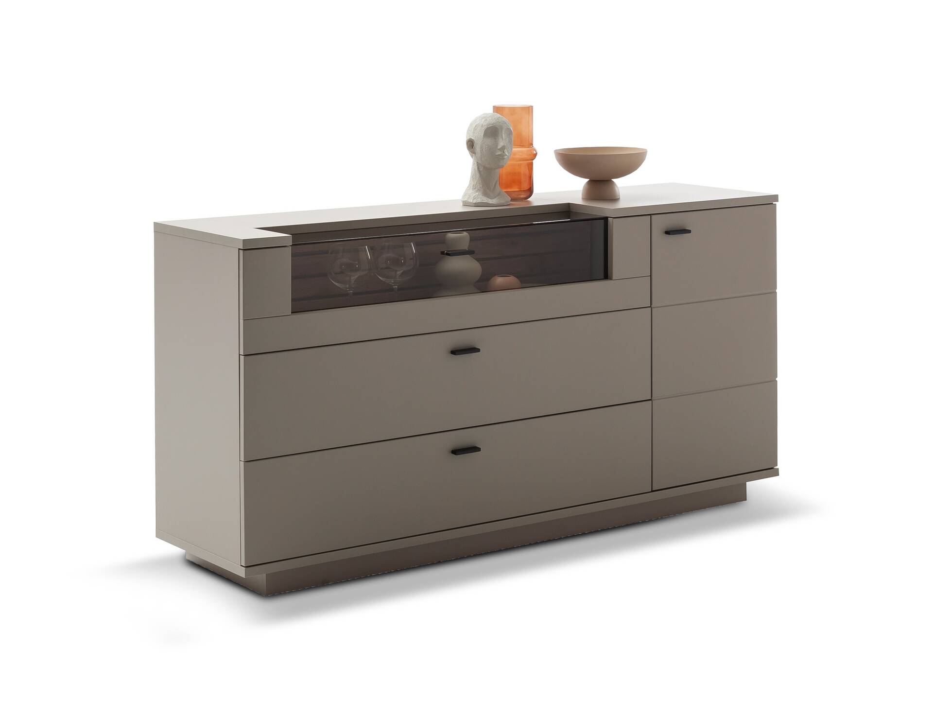 LUZERN Sideboard, Material Dekorspanplatte, basaltfarbig/eichefarbig 