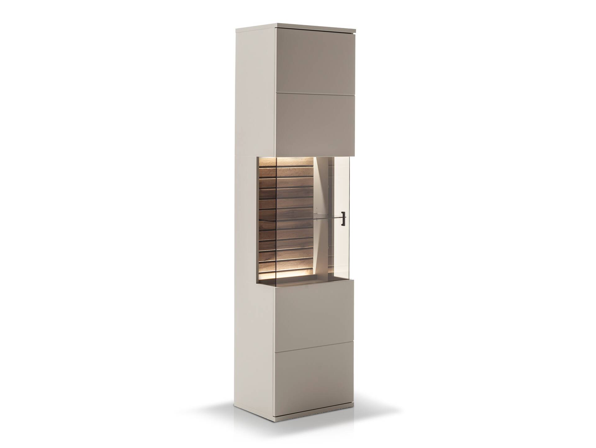 LUZERN Vitrine, Material Dekorspanplatte, basaltfarbig/eichefarbig 