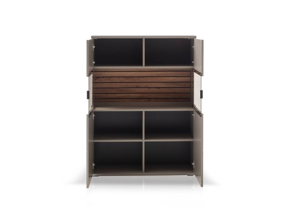 LUZERN Highboard II, Material Dekorspanplatte, basaltfarbig/eichefarbig 