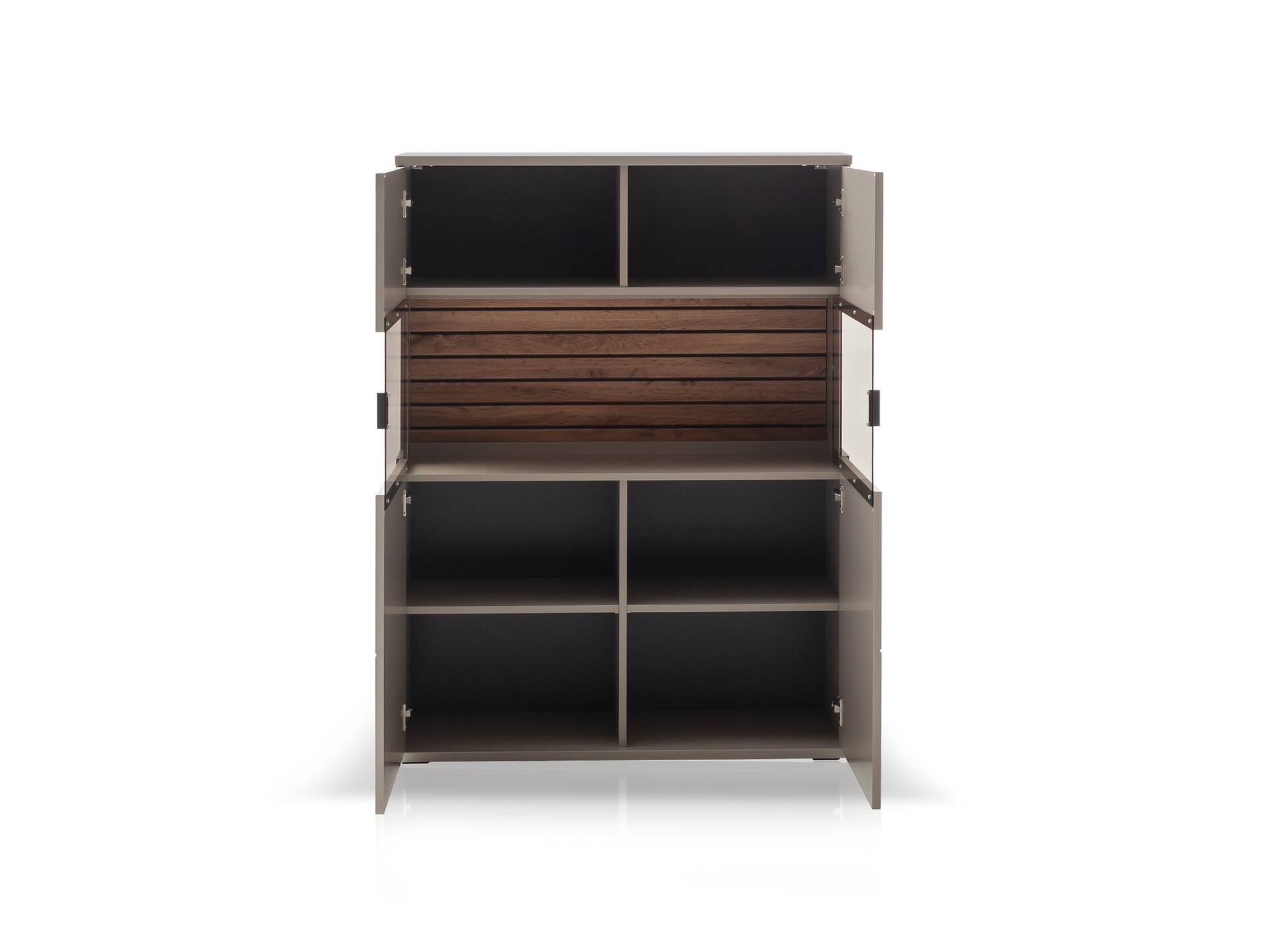 LUZERN Highboard II, Material Dekorspanplatte, basaltfarbig/eichefarbig 