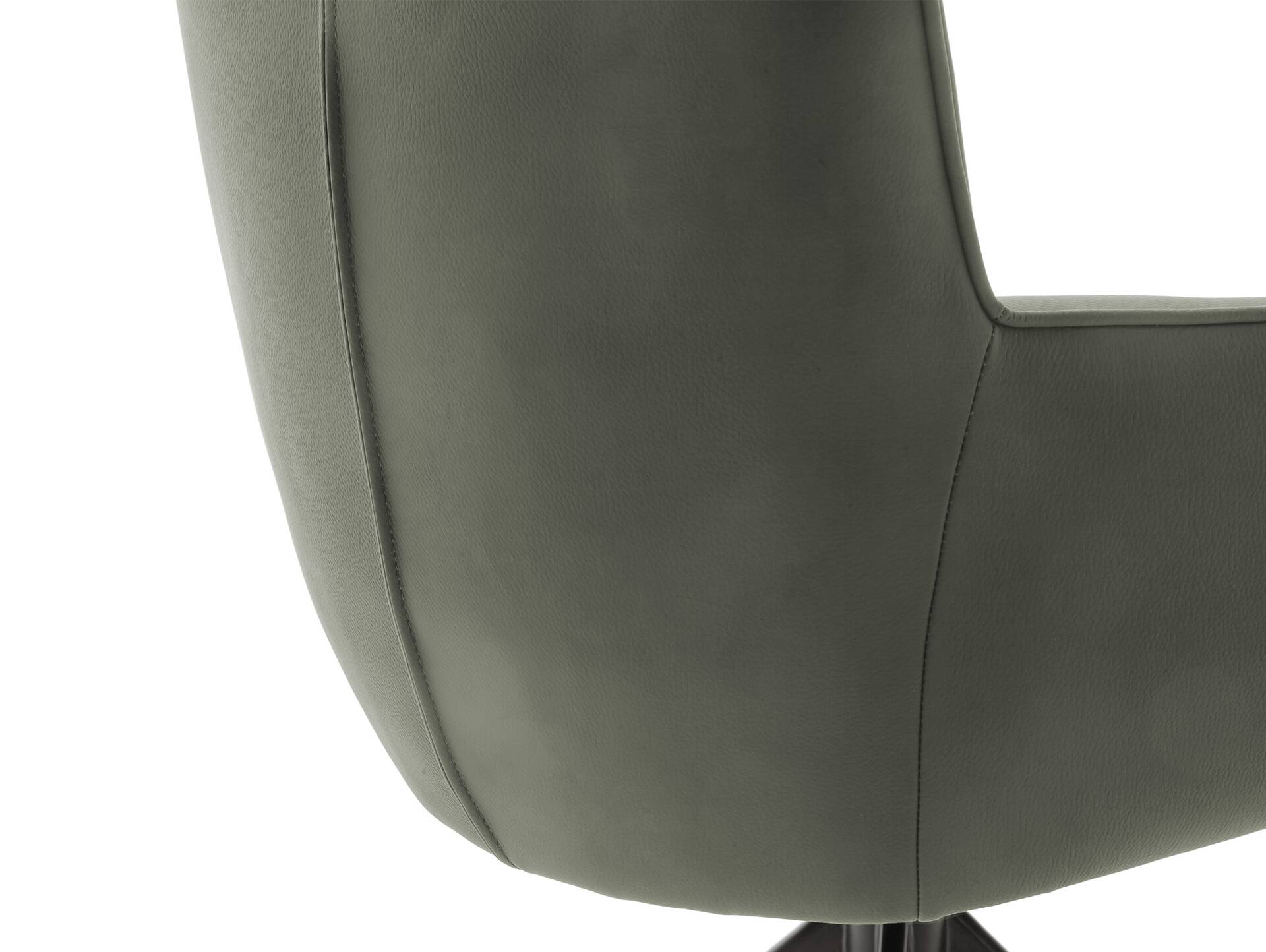 LUCCINO Schalenstuhl, Material Echtleder, Gestell schwarz matt olive