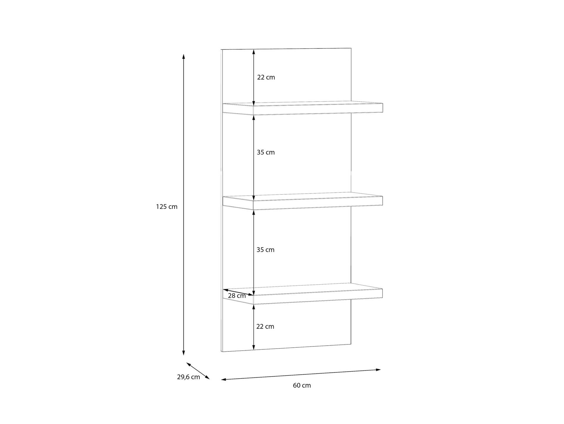 LENNOX Wandregal, Material Dekorspanplatte, Valencia Oak Dekor 