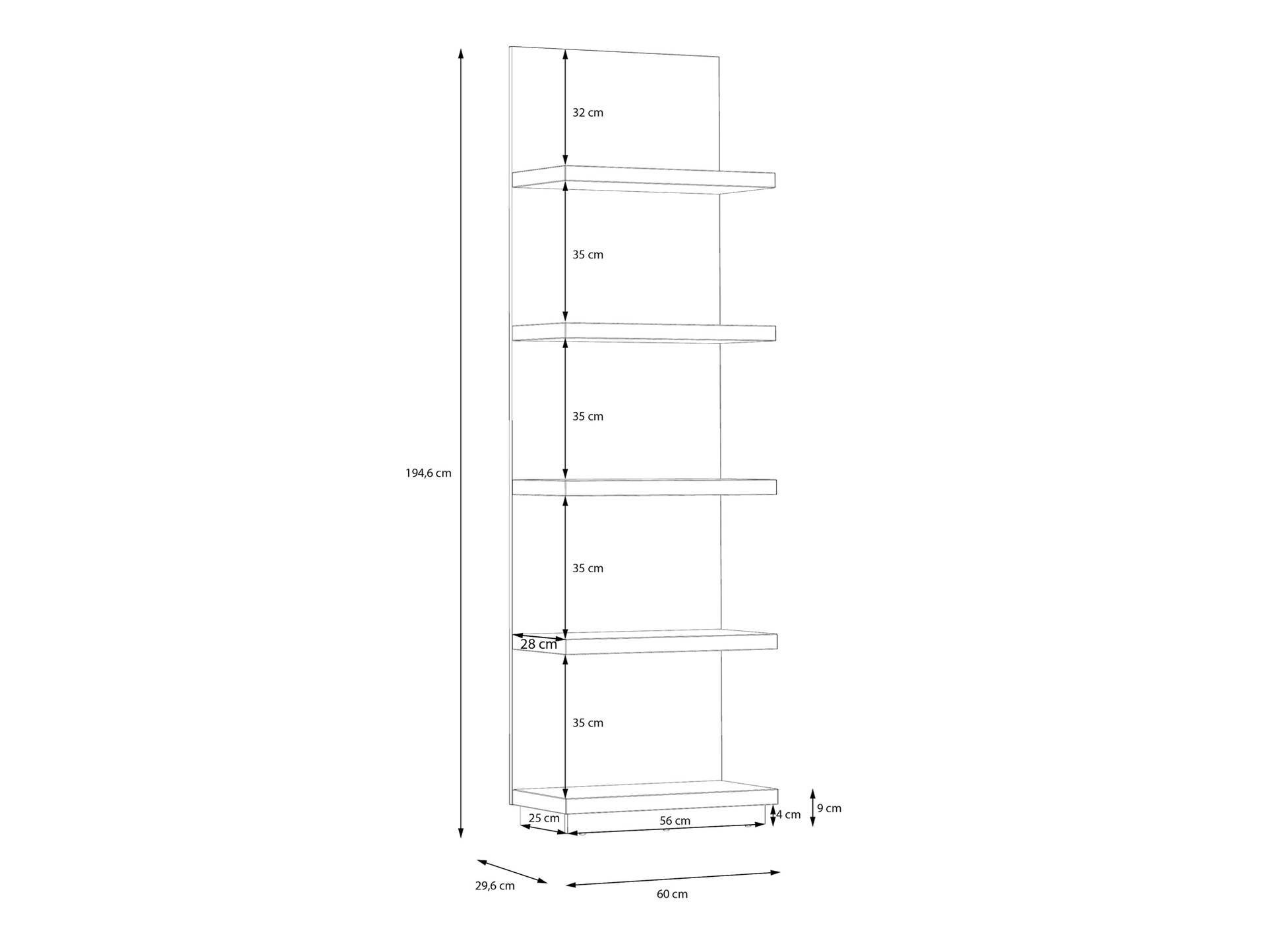 LENNOX Wandregal, Material Dekorspanplatte, lichtgrau/Valencia Oak Dekor 