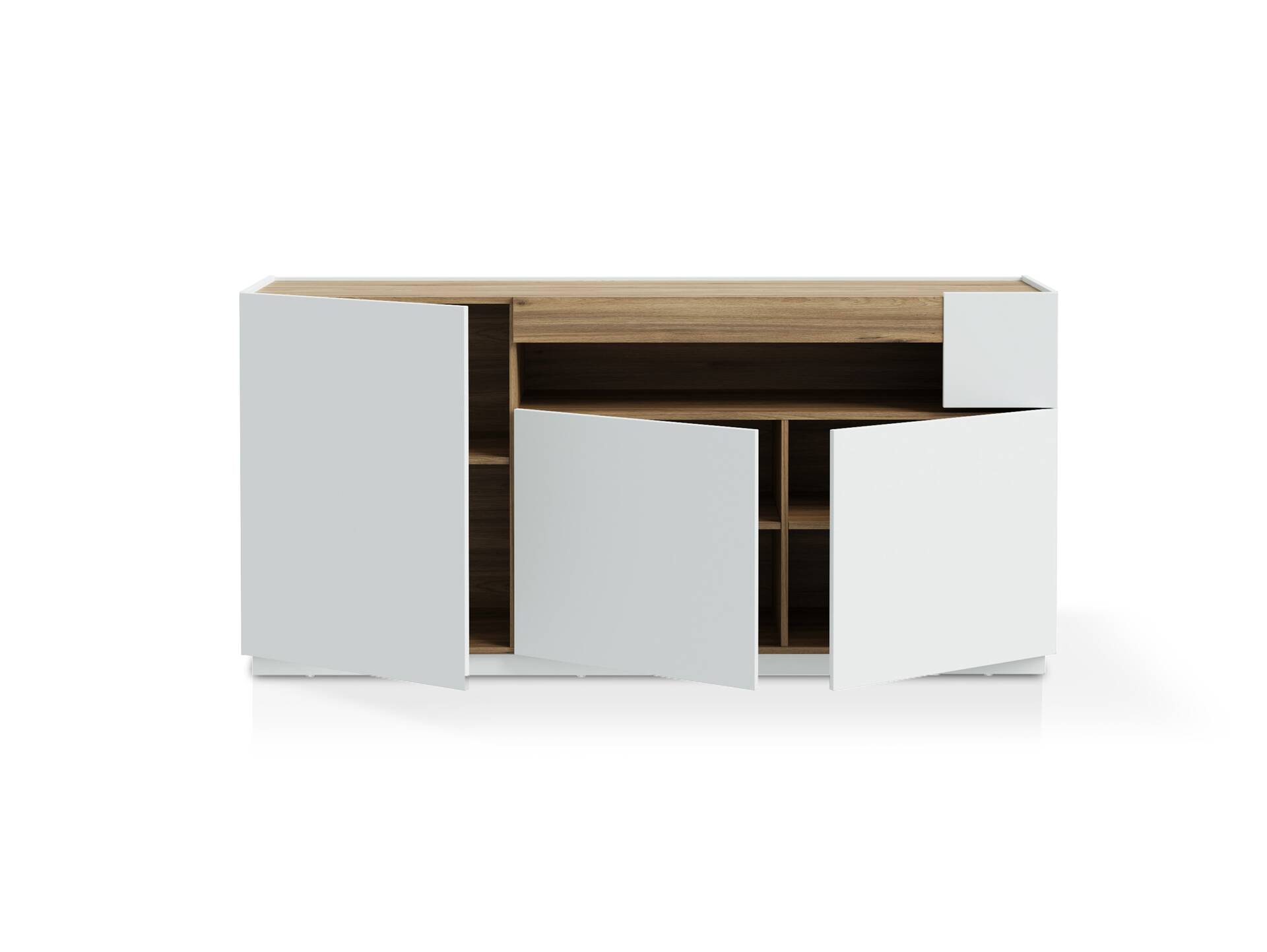 LENNOX Sideboard, Material Dekorspanplatte, lichtgrau/Valencia Oak Dekor 