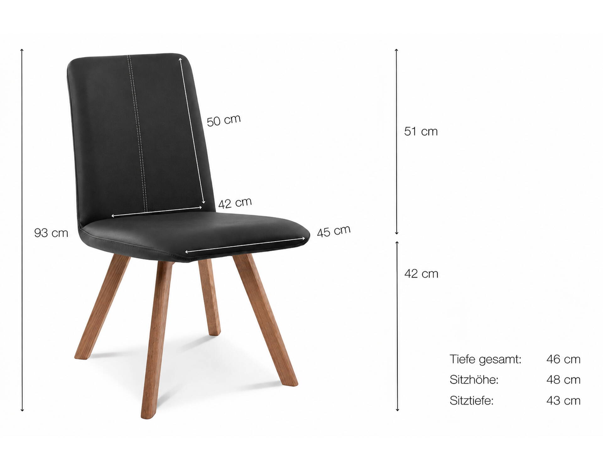 GLORIA 2er SET Polsterstühle, Gestell Massivholz ohne Drehfunktion | Stoff | anthrazit