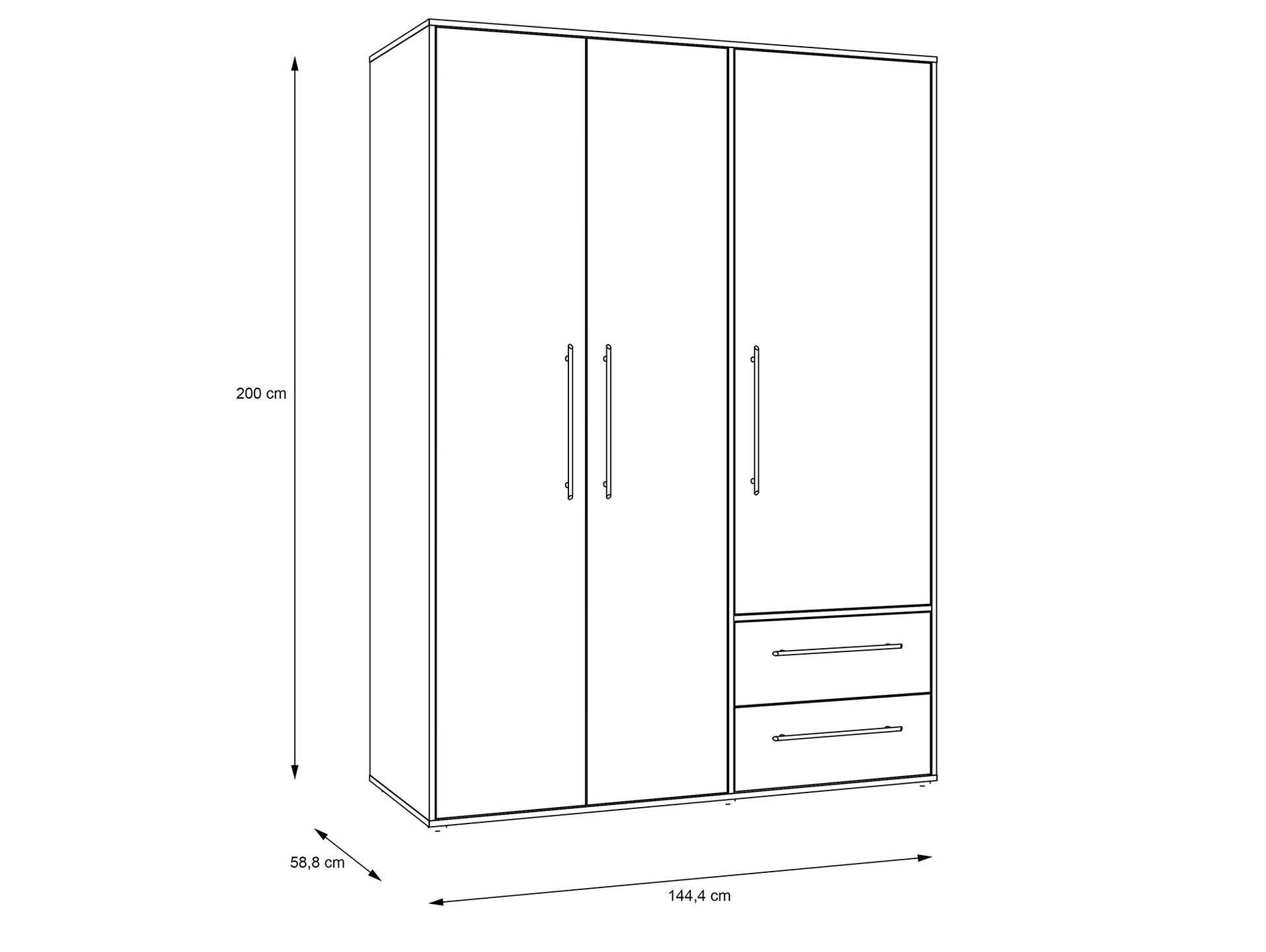 MANIKO Kleiderschrank, Material Dekorspanplatte 3-türig | Artisan eichefarbig / weiss