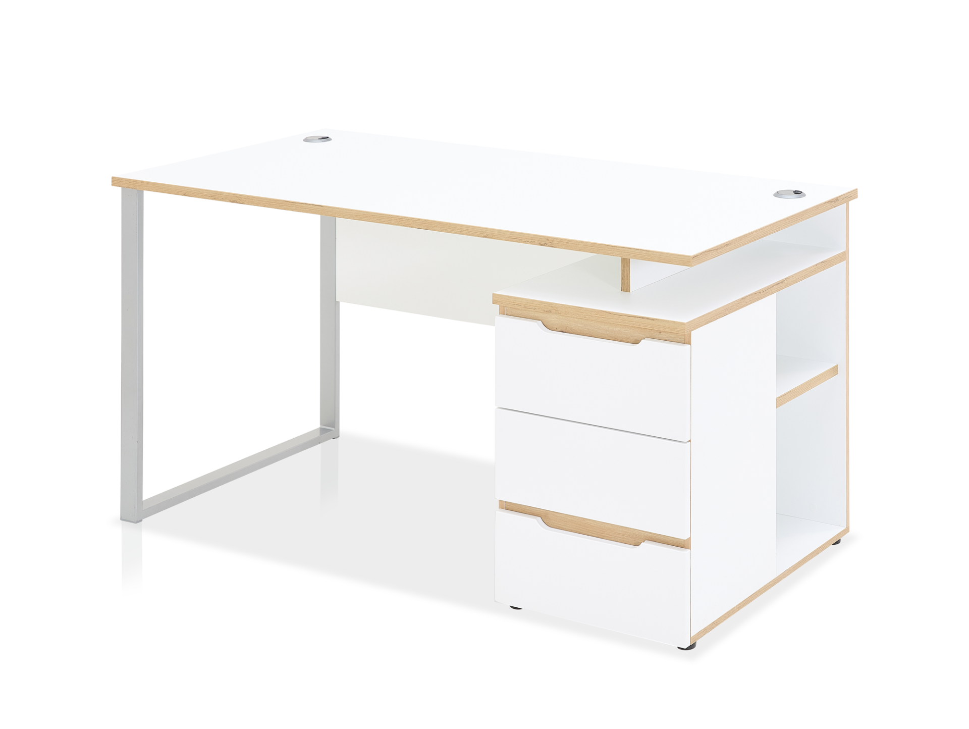 MAILAND Schreibtisch inkl. Schubkastenelement, Material Dekorspanplatte Weiss