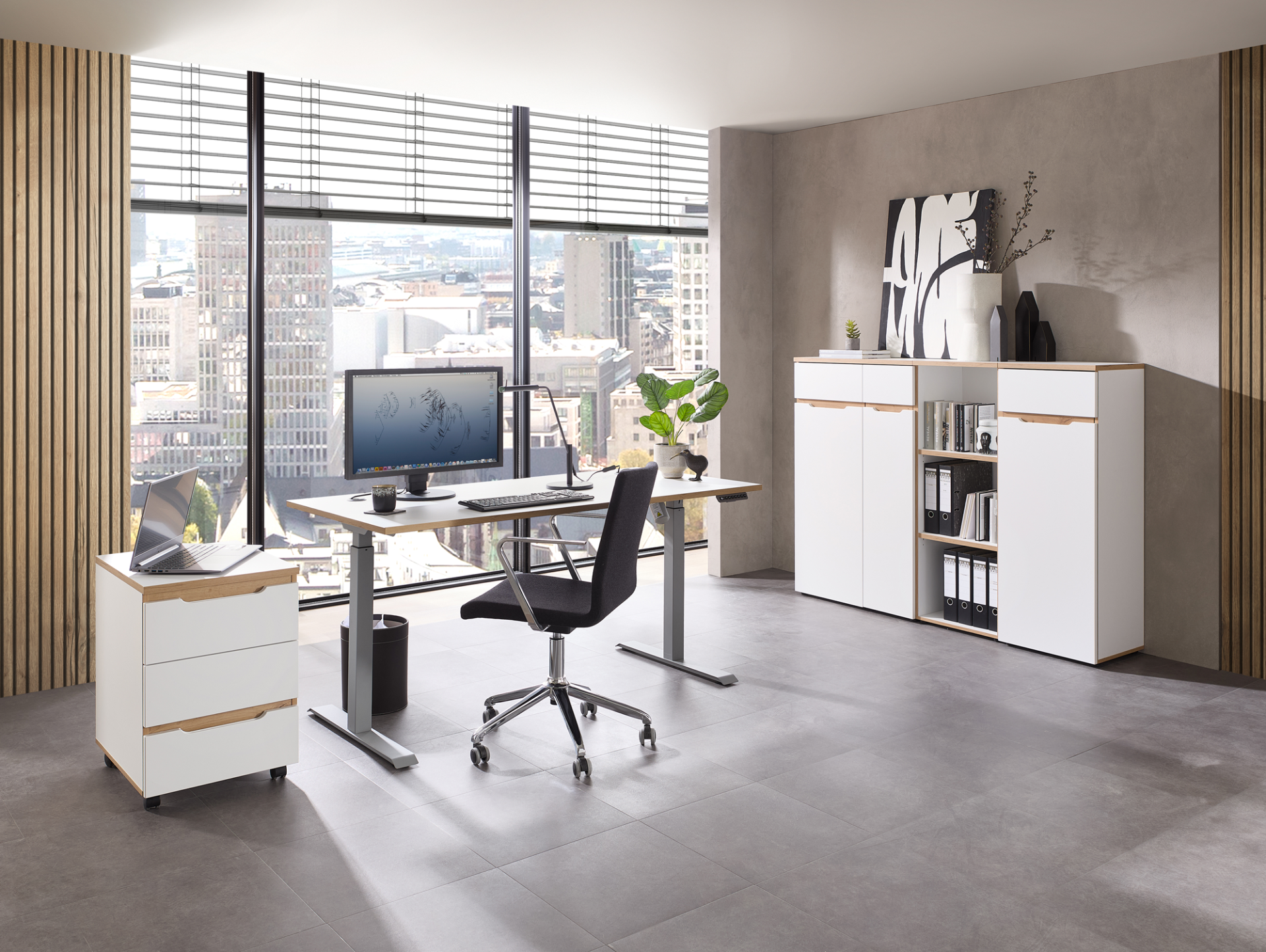 MAILAND Büroschrank V, Material Dekorspanplatte Weiss