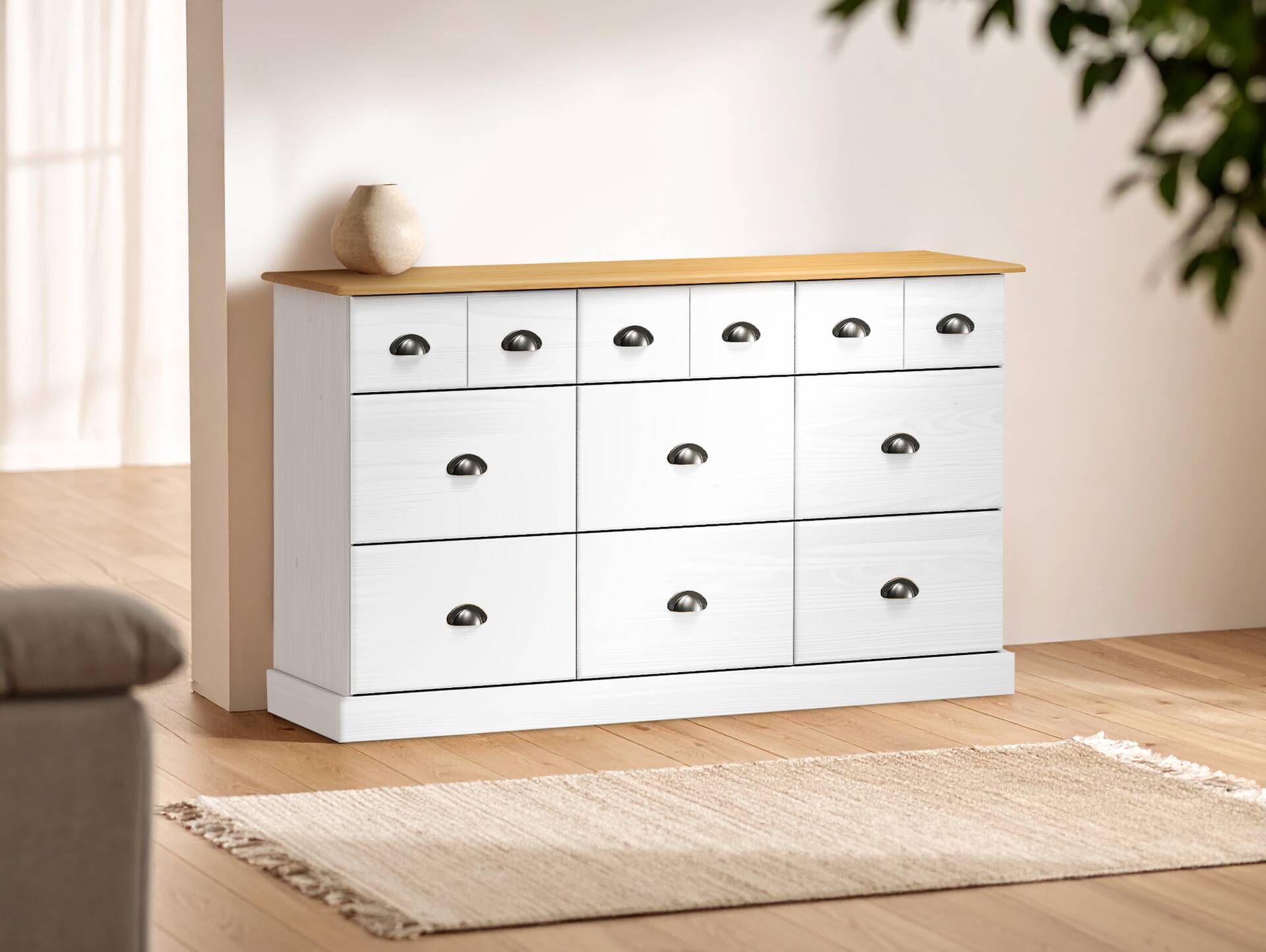 KUNO Sideboard, Material Massivholz, Kiefer Kiefer weiss