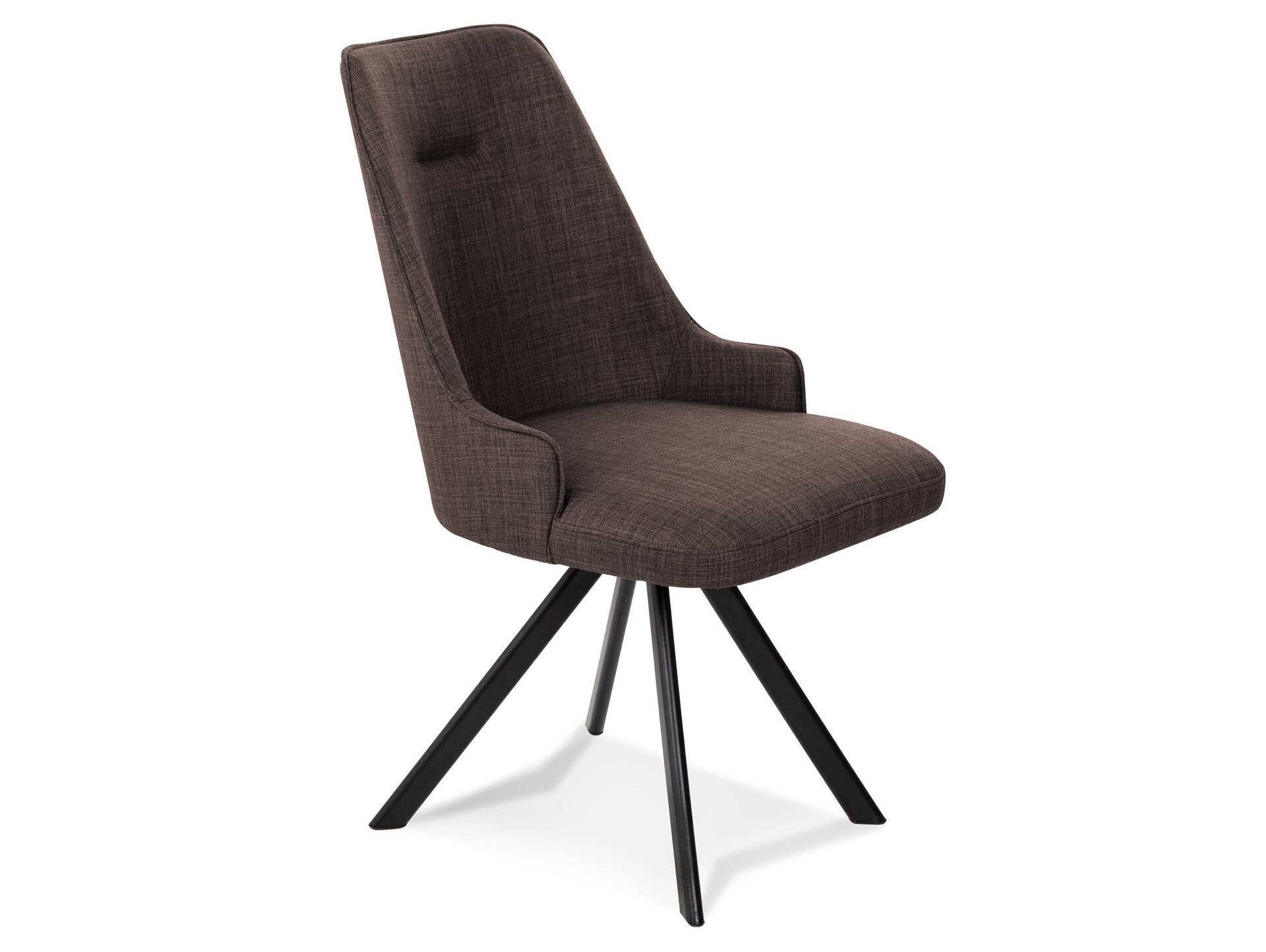 MIRINDA 2er SET Schalenstühle, Gestell Eisen schwarz ohne Drehfunktion | Stoff | braun
