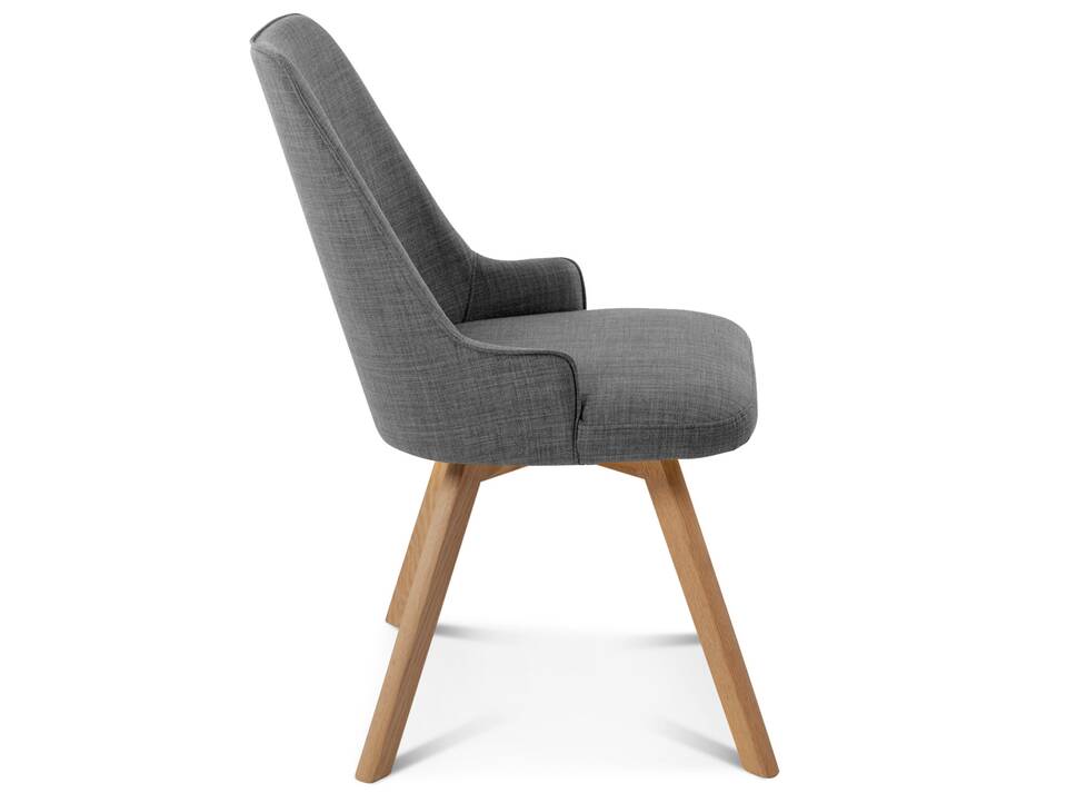 MIRINDA 2er SET Schalenstühle, Gestell Massivholz ohne Drehfunktion | Stoff | grau